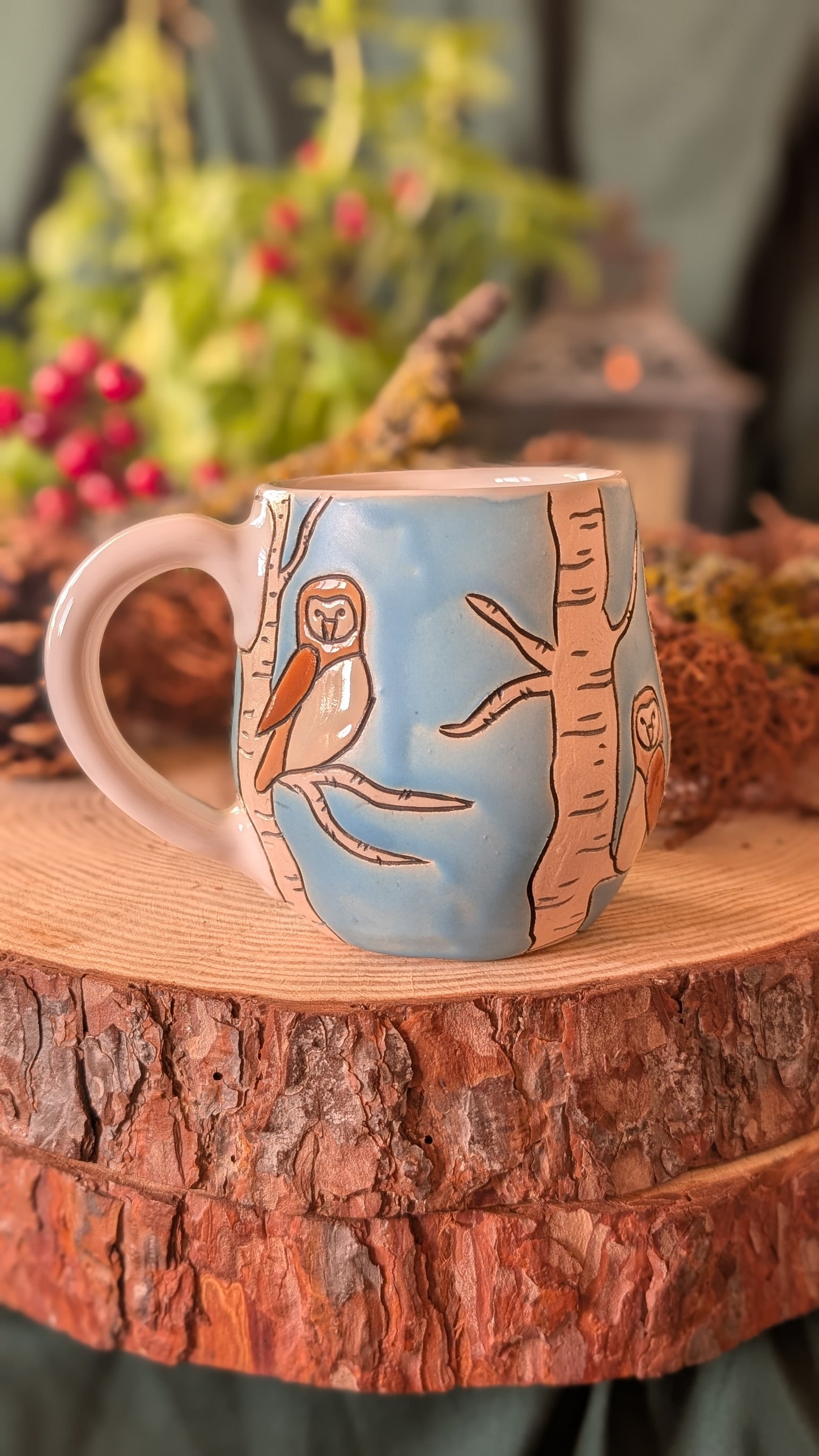Handmade Winter Bird Mug, Artisan Ceramics 15