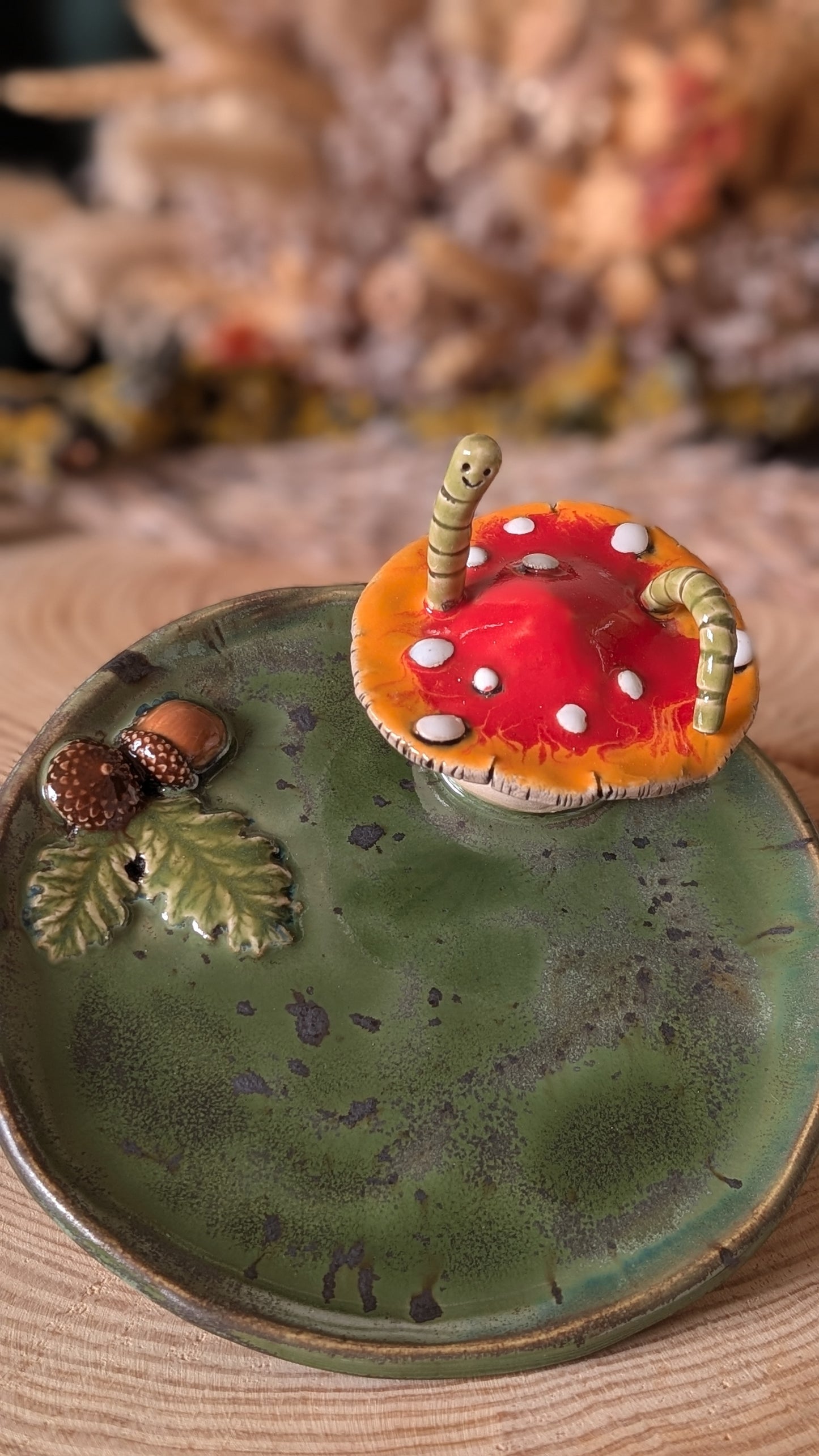 Shroomling. Large Trinket Dish with Mushroom, Jewellery Tray or Tealight Holder 1