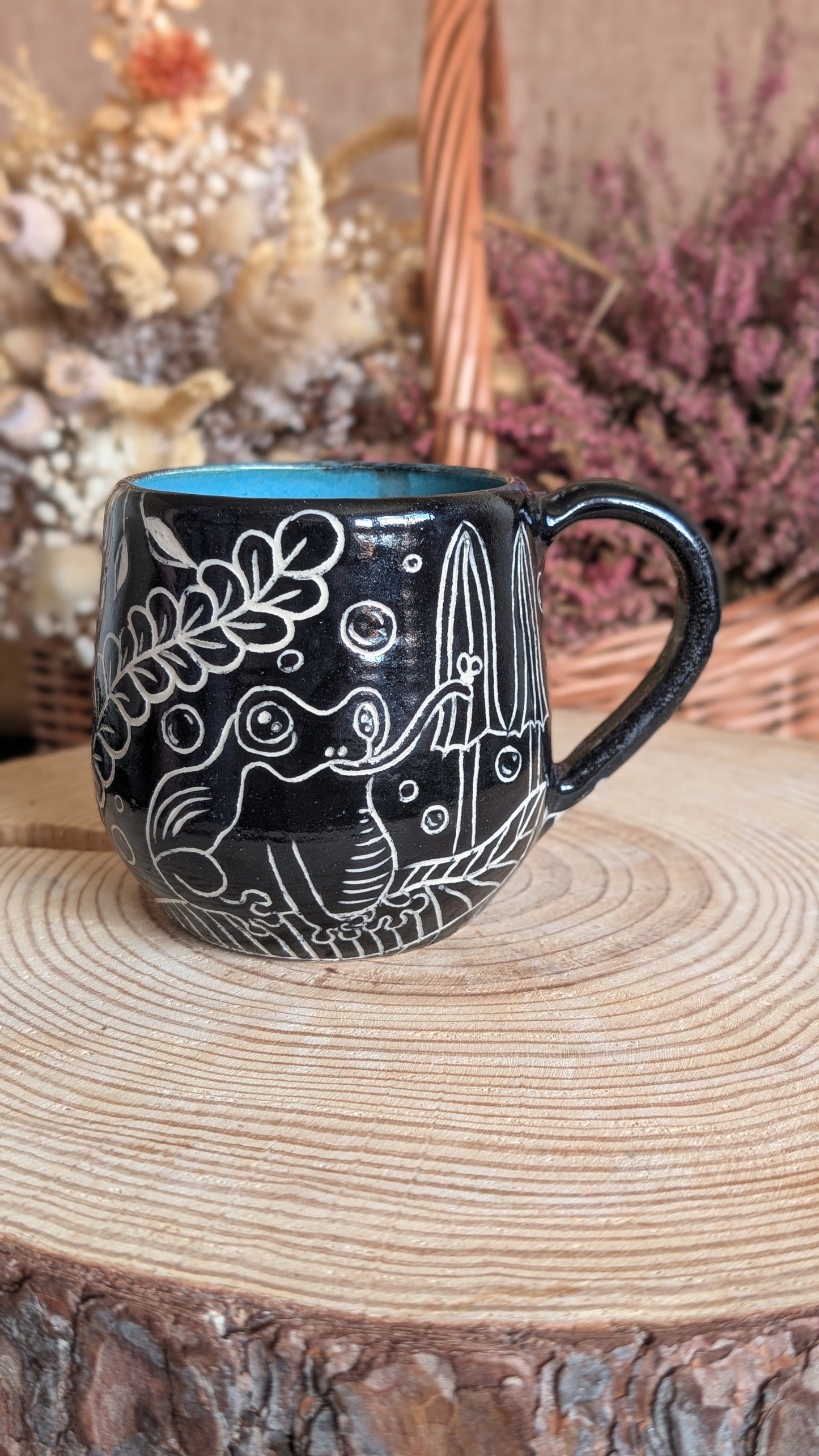Whimsical Creature Sgraffito Mug No14