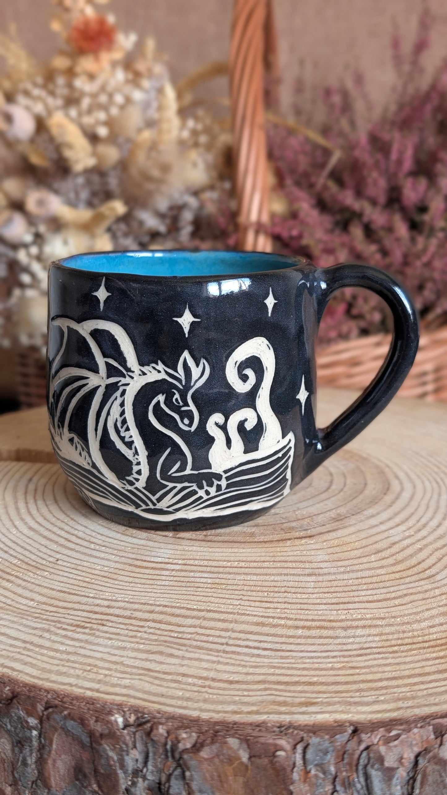 Whimsical Creature Sgraffito Mug No15