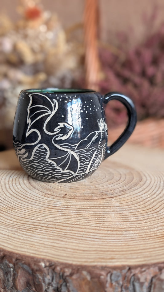 Whimsical Creature Sgraffito Mug No7