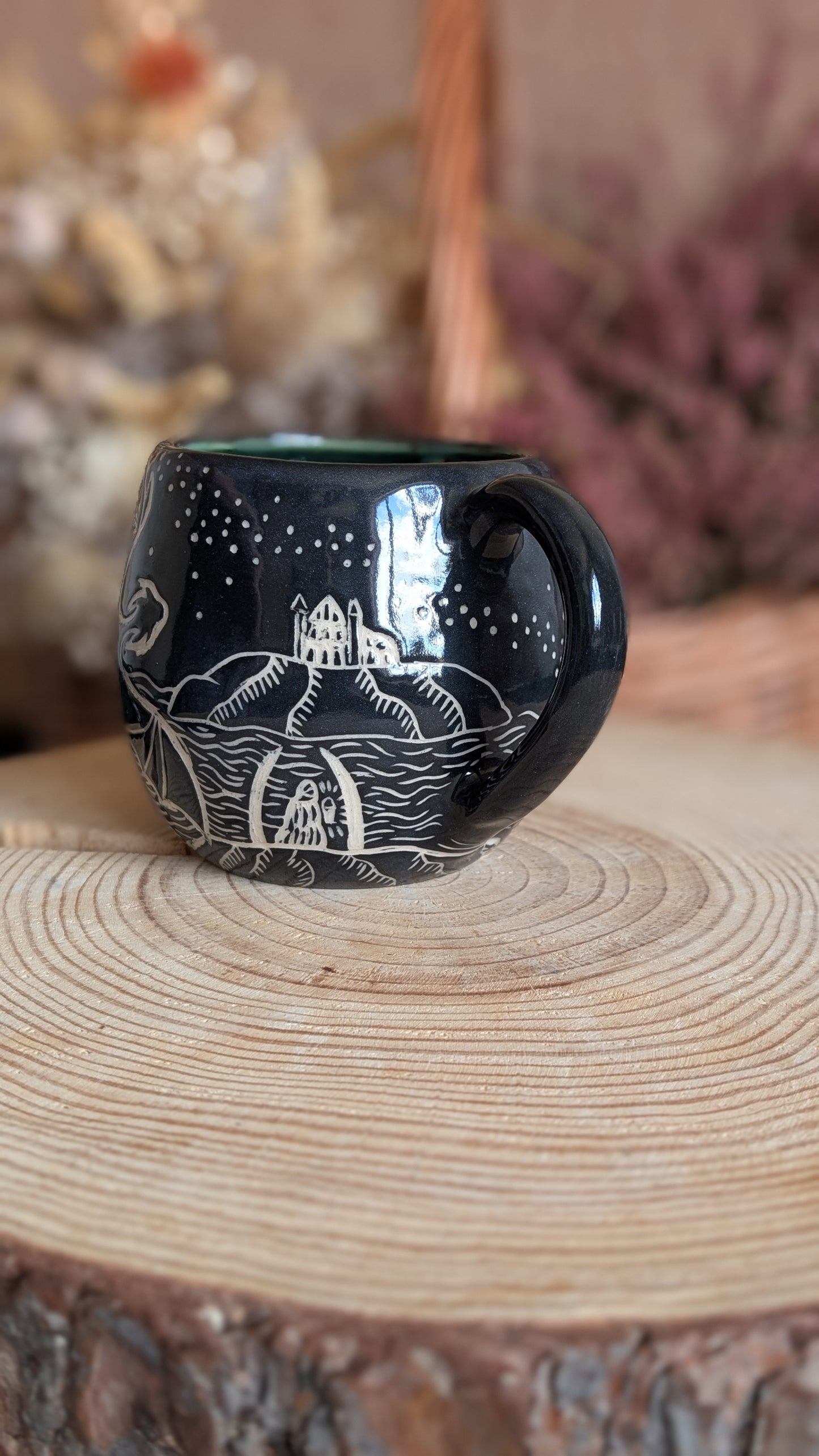 Whimsical Creature Sgraffito Mug No7