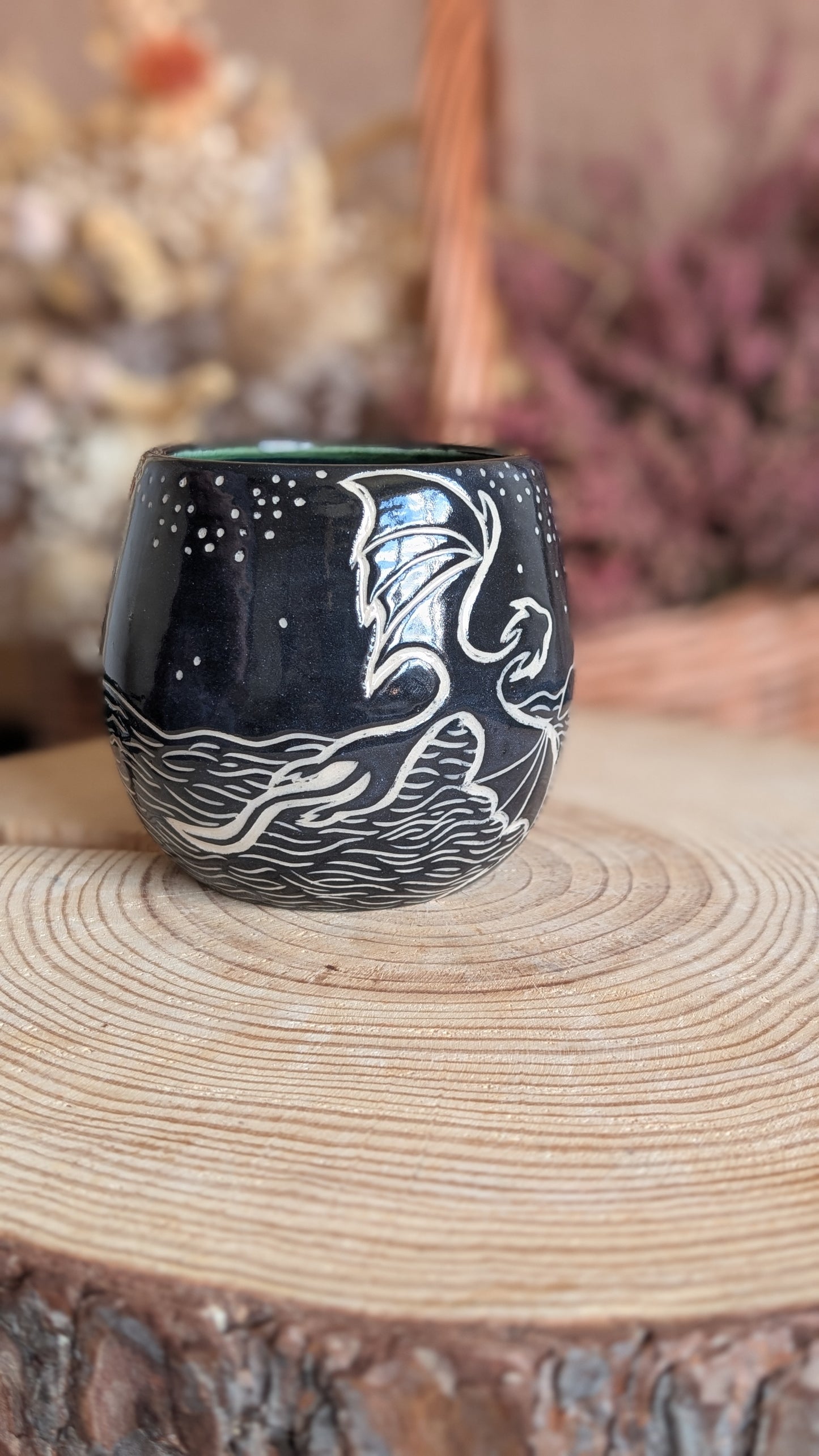 Whimsical Creature Sgraffito Mug No7