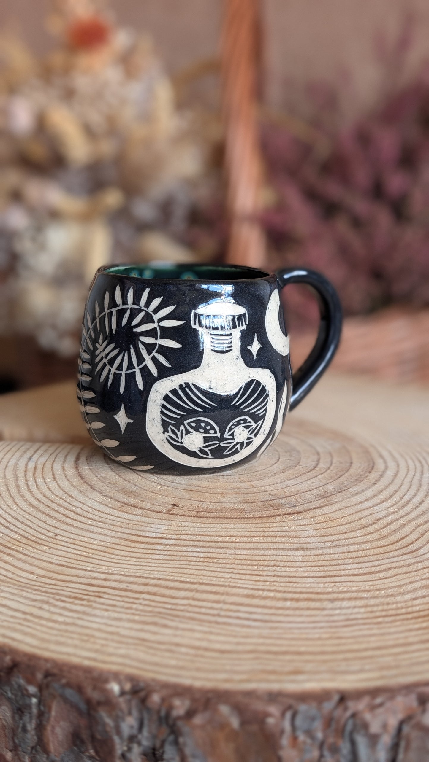 Whimsical Creature Sgraffito Mug No16