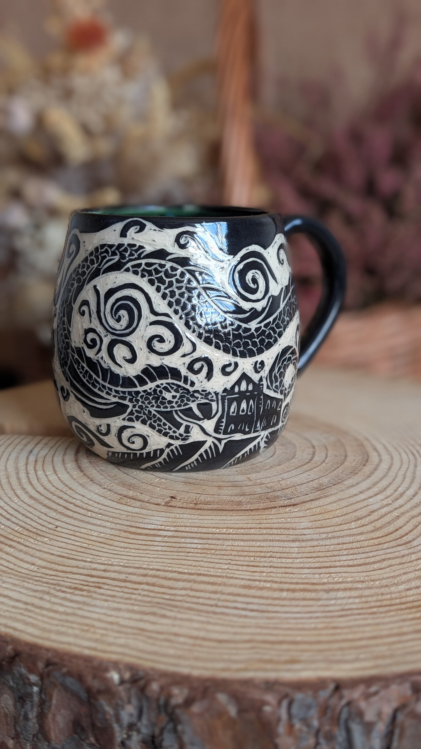 Whimsical Creature Sgraffito Mug No10