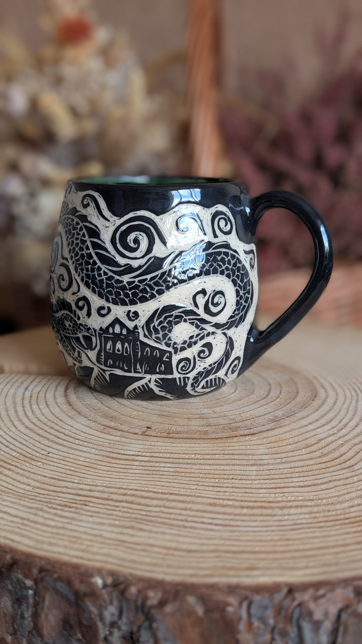 Whimsical Creature Sgraffito Mug No10