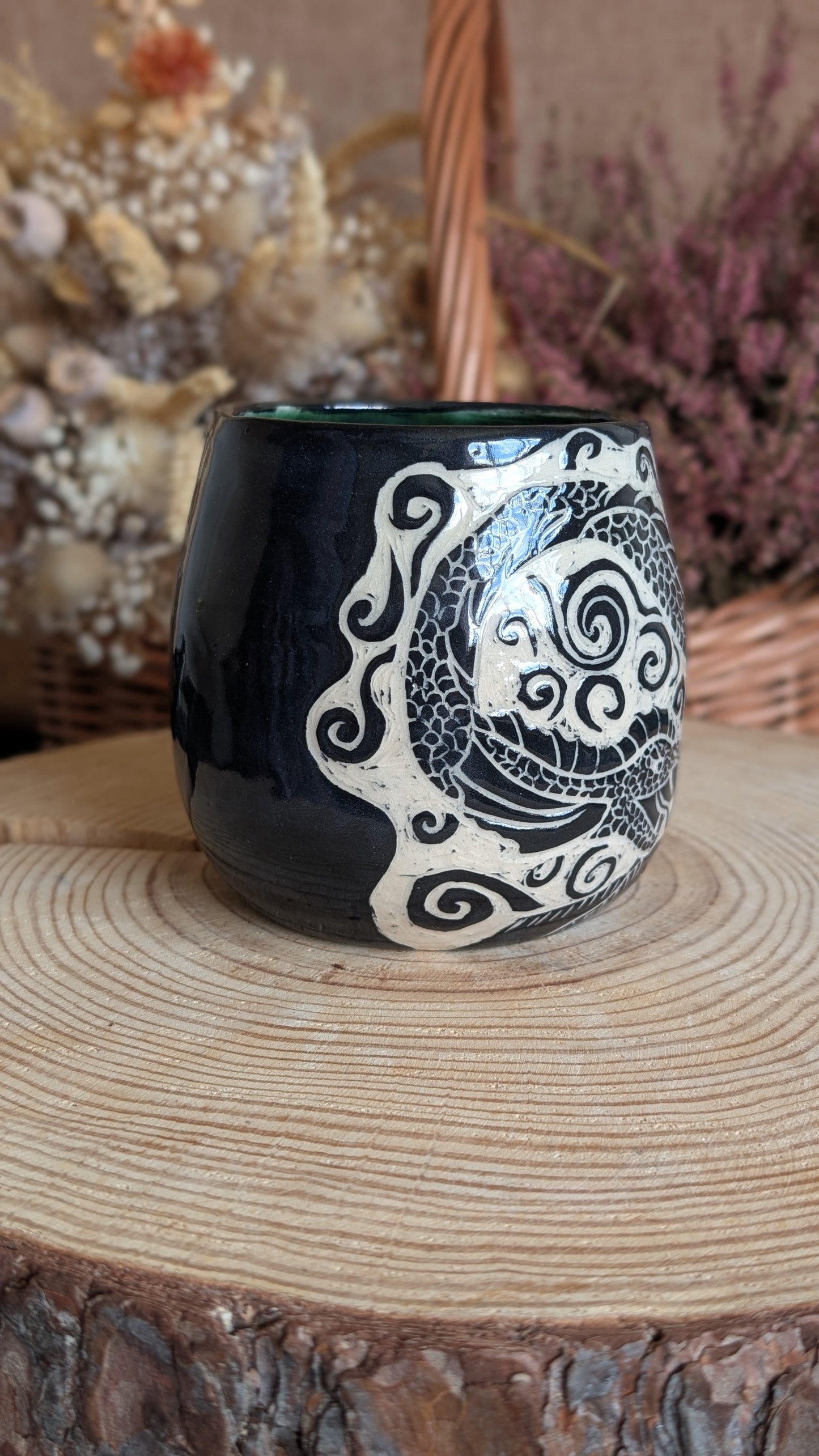 Whimsical Creature Sgraffito Mug No10