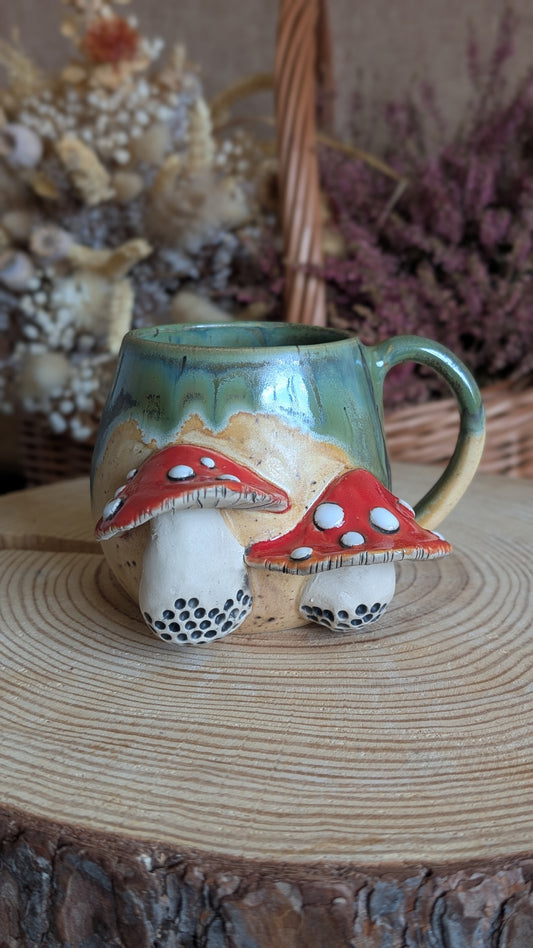 Handmade Mushroom Mug, One of a Kind Cottagecore Ceramic No10