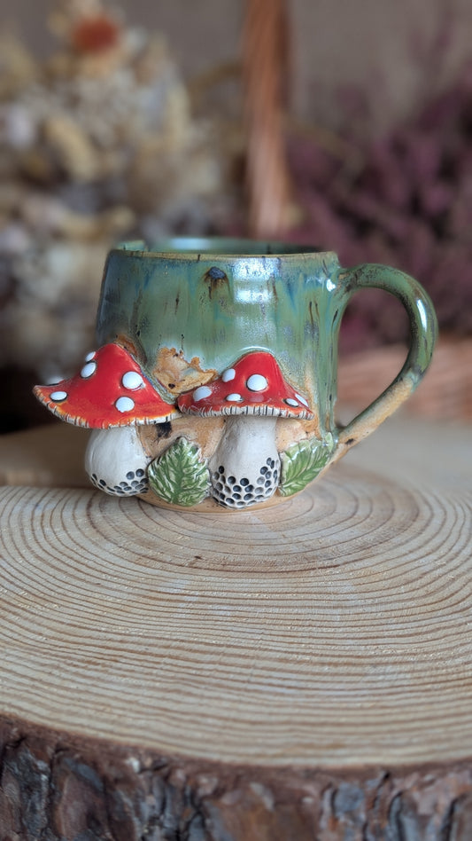 Handmade Mushroom Mug, One of a Kind Cottagecore Ceramics No15