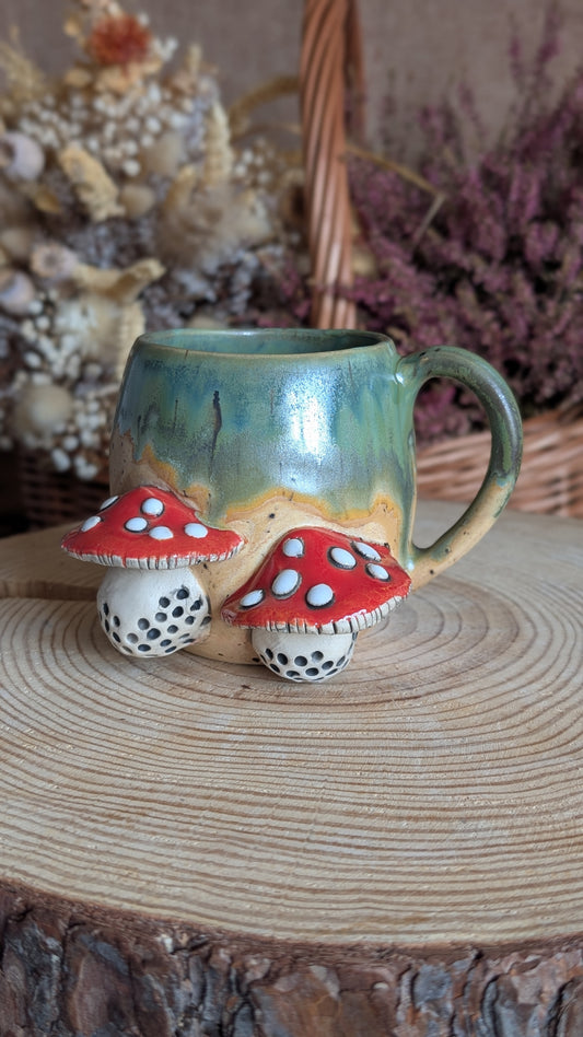 Handmade Mushroom Mug, One of a Kind Cottagecore Ceramics No17