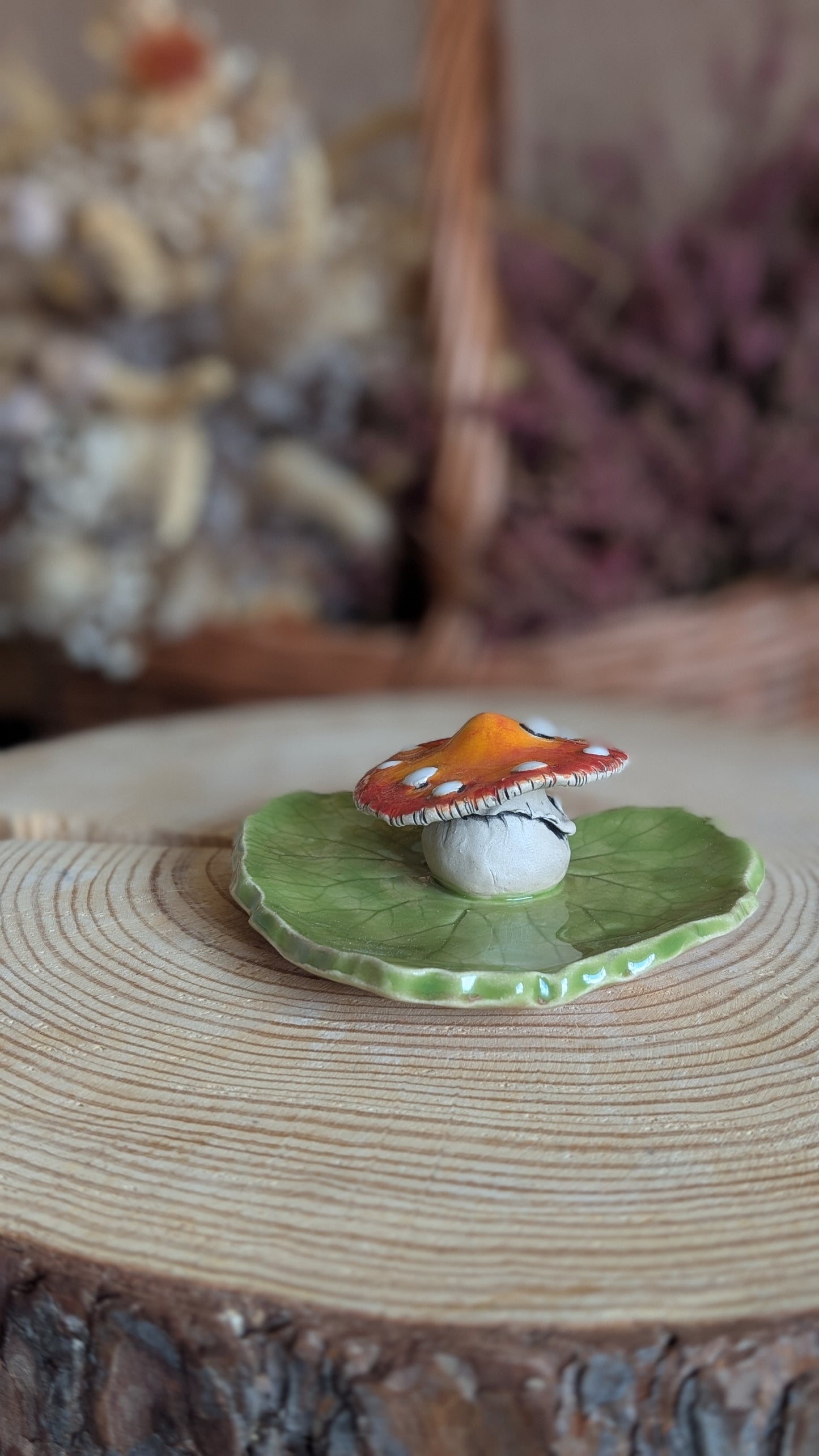 Small Trinket Dish with Mushroom, Jewellery Tray or Tealight Holder 26