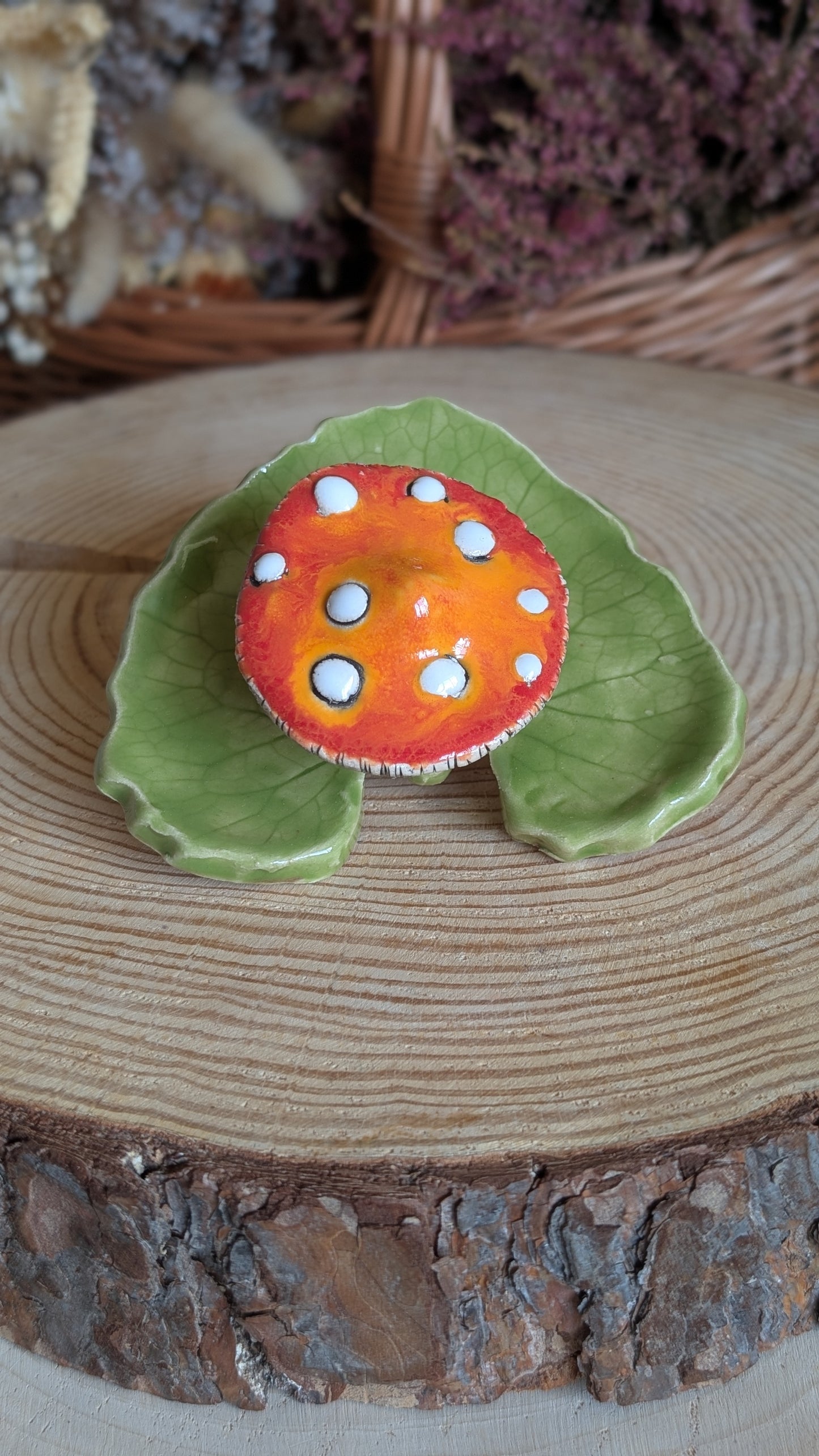 Small Trinket Dish with Mushroom, Jewellery Tray or Tealight Holder 26
