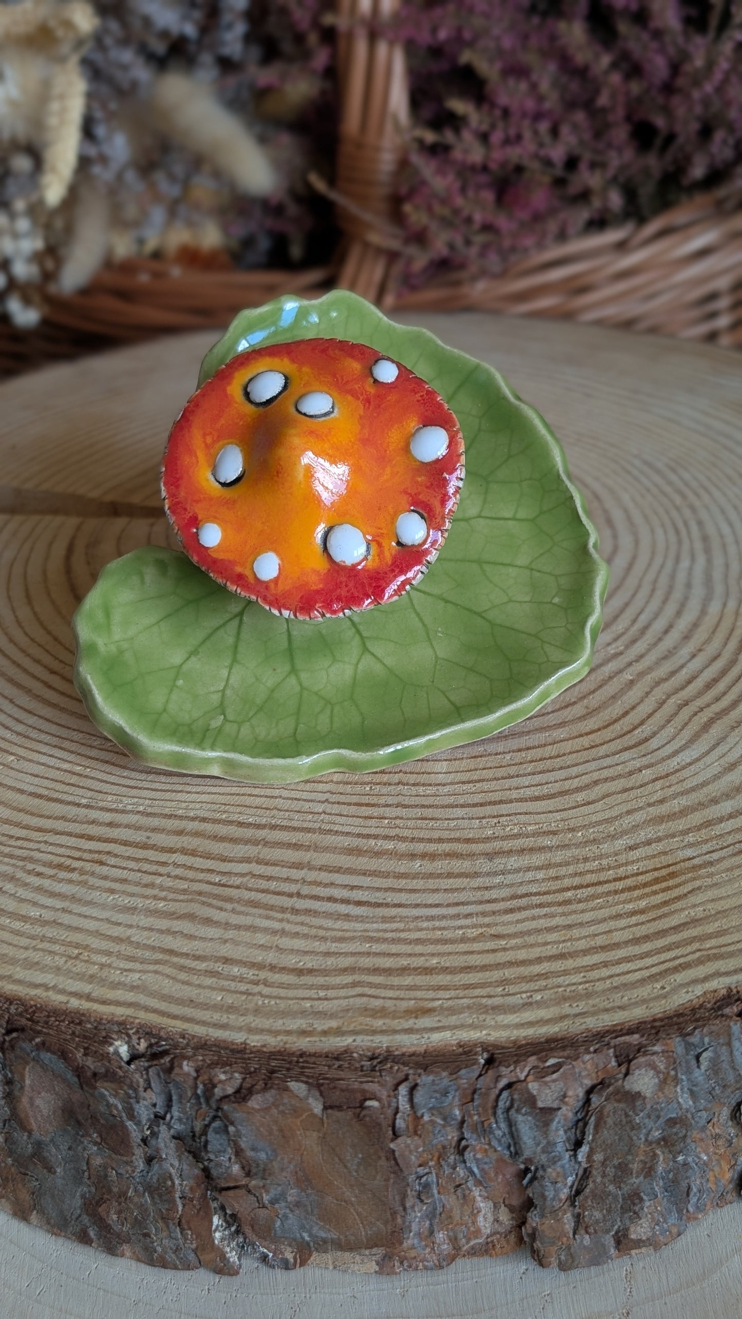 Small Trinket Dish with Mushroom, Jewellery Tray or Tealight Holder 26