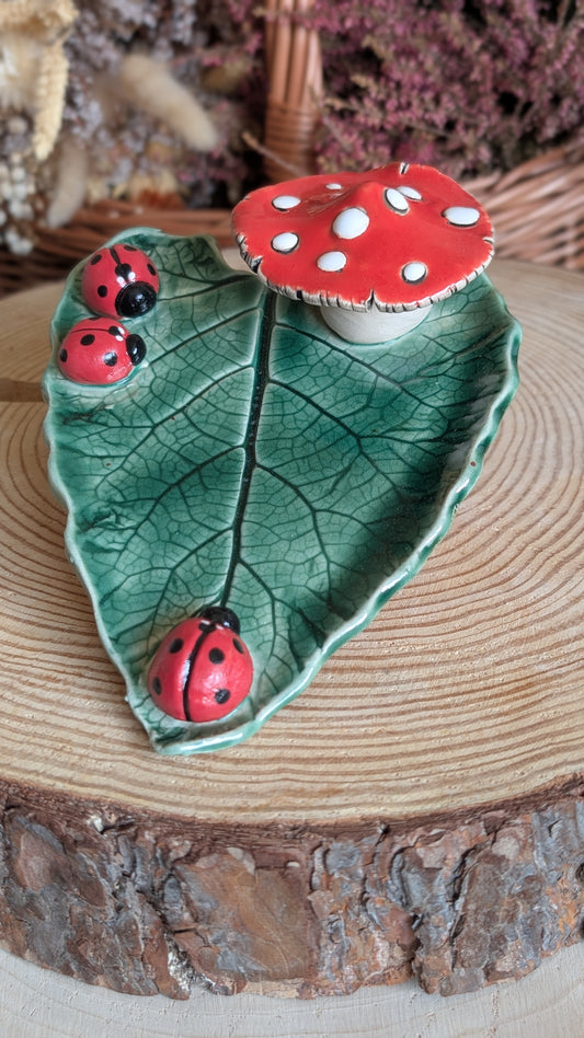 Large Trinket Dish with Mushroom, Jewellery Tray or Tealight Holder 28
