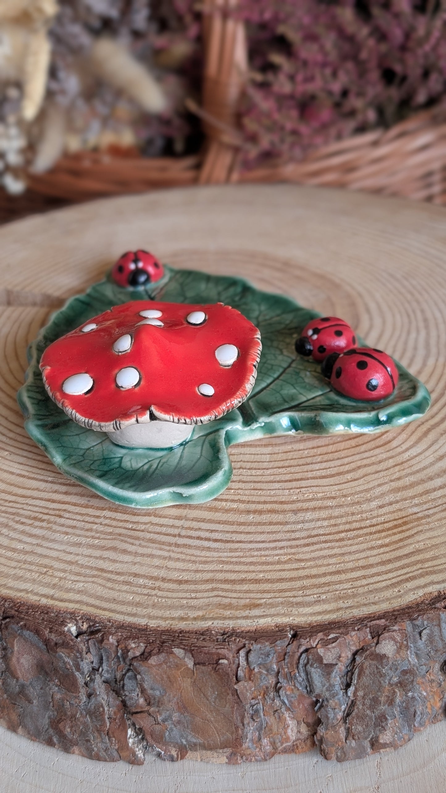 Large Trinket Dish with Mushroom, Jewellery Tray or Tealight Holder 28