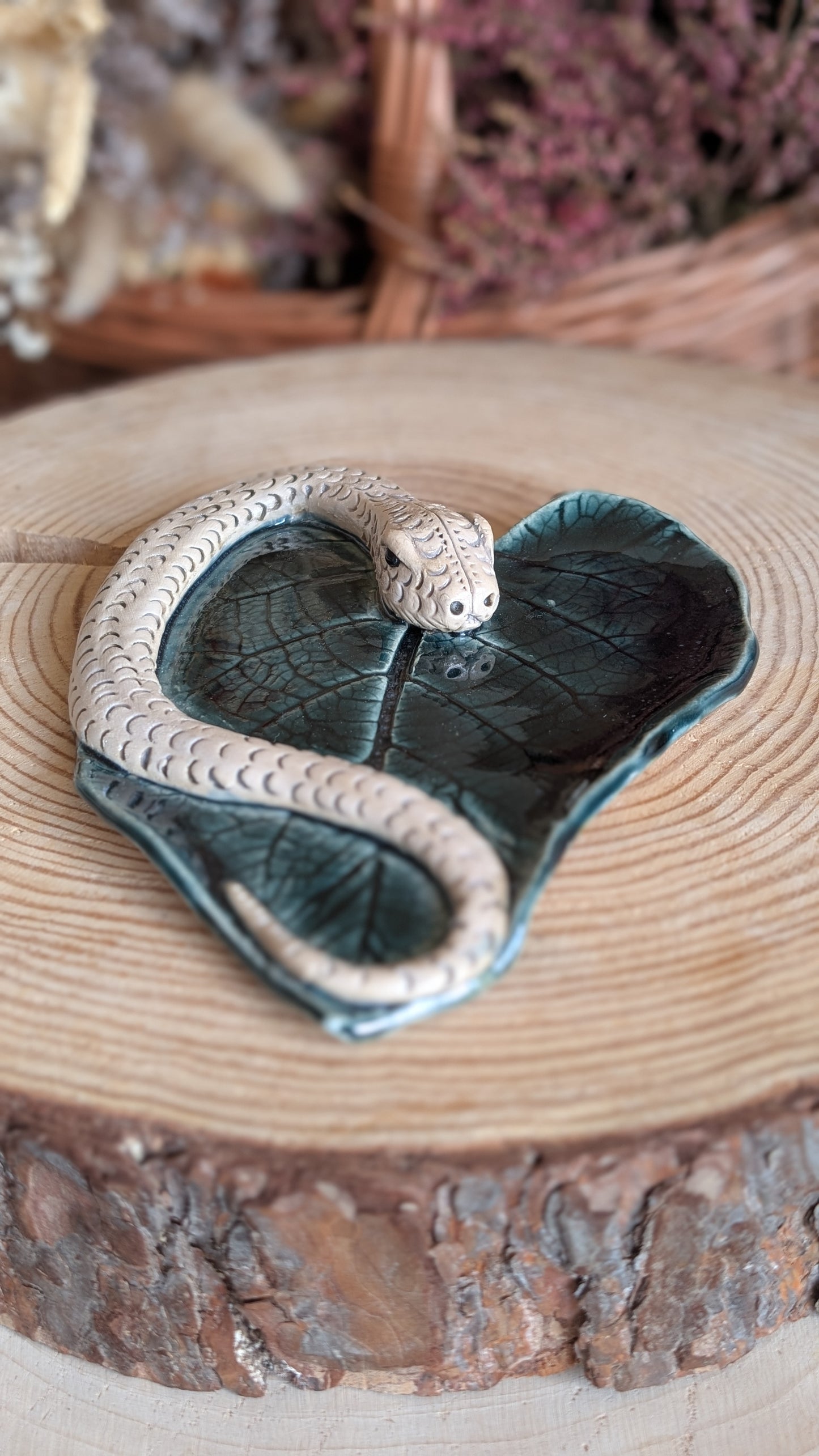 Large Trinket Dish with Snake, Jewellery Tray or Tealight Holder 30