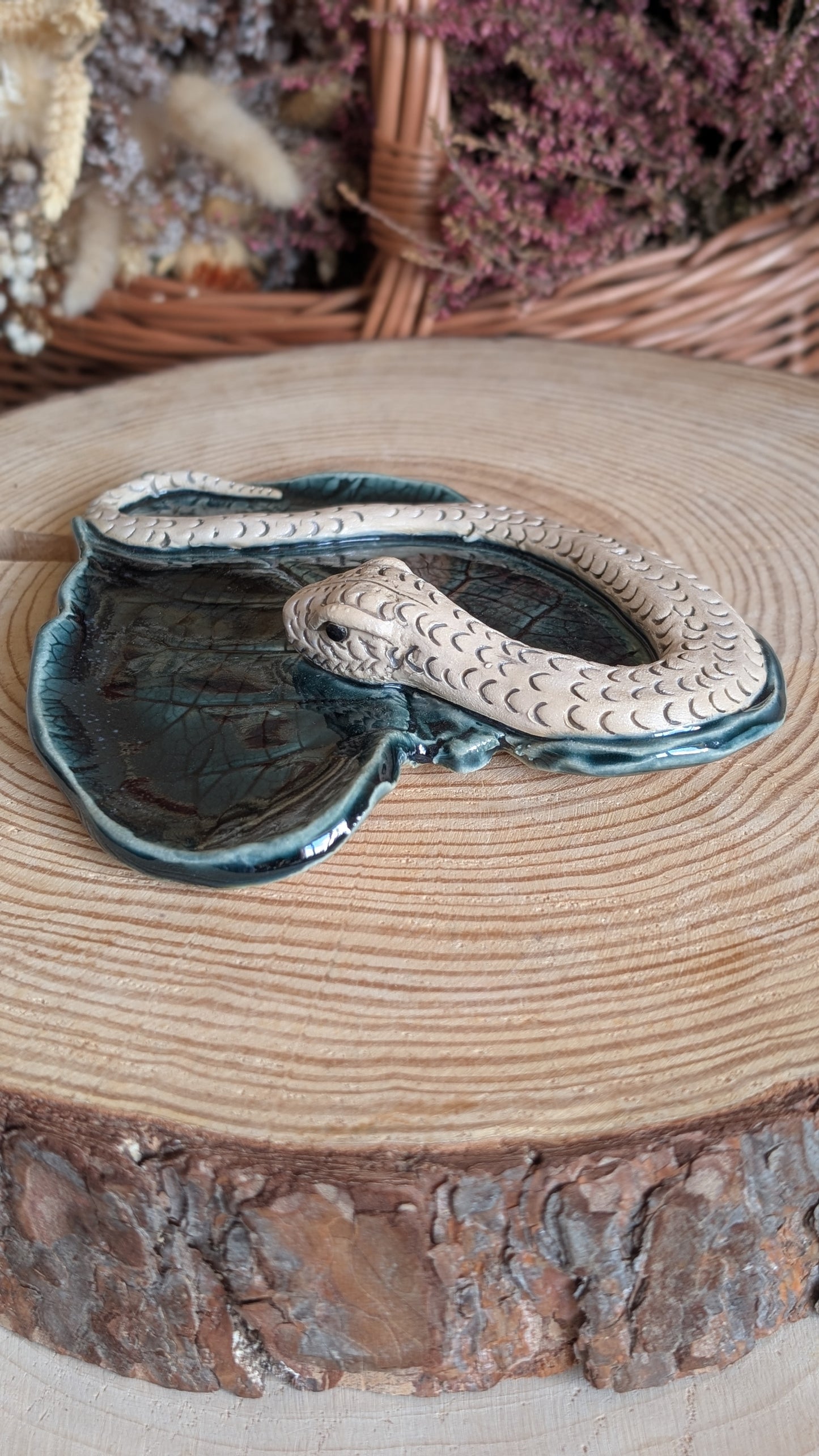 Large Trinket Dish with Snake, Jewellery Tray or Tealight Holder 30