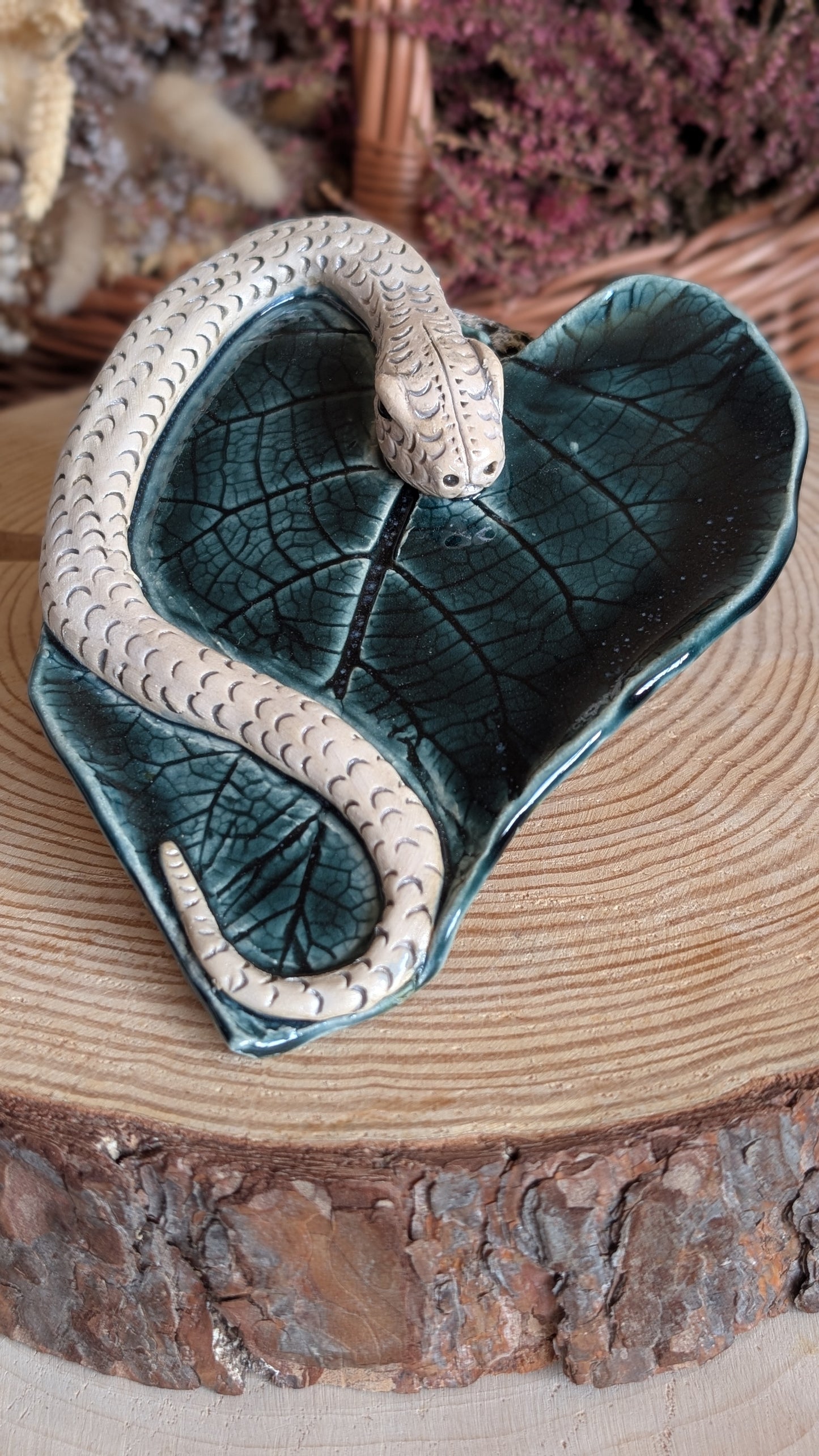 Large Trinket Dish with Snake, Jewellery Tray or Tealight Holder 30