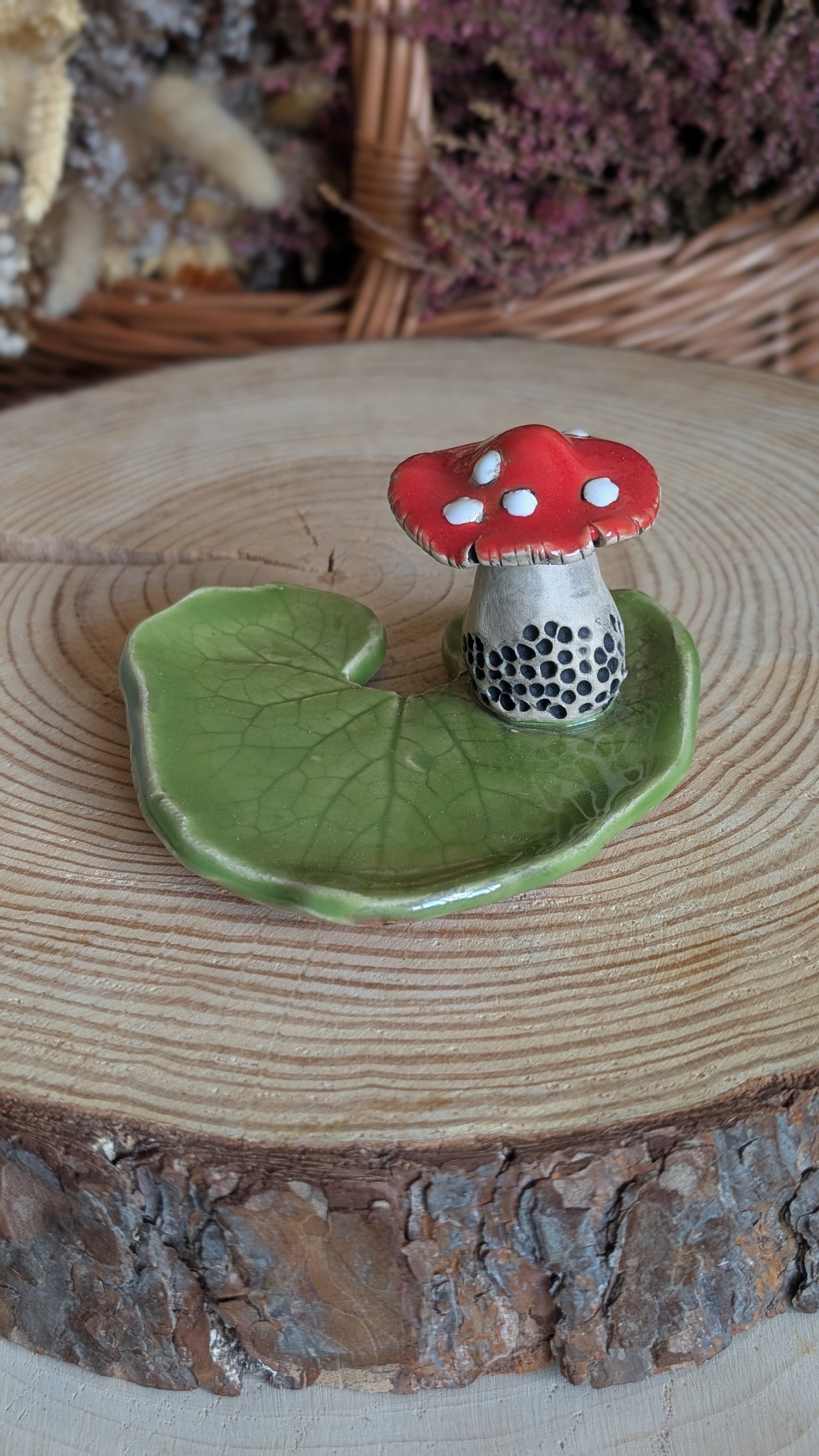 Small Trinket Dish with Mushroom, Jewellery Tray or Tealight Holder 22