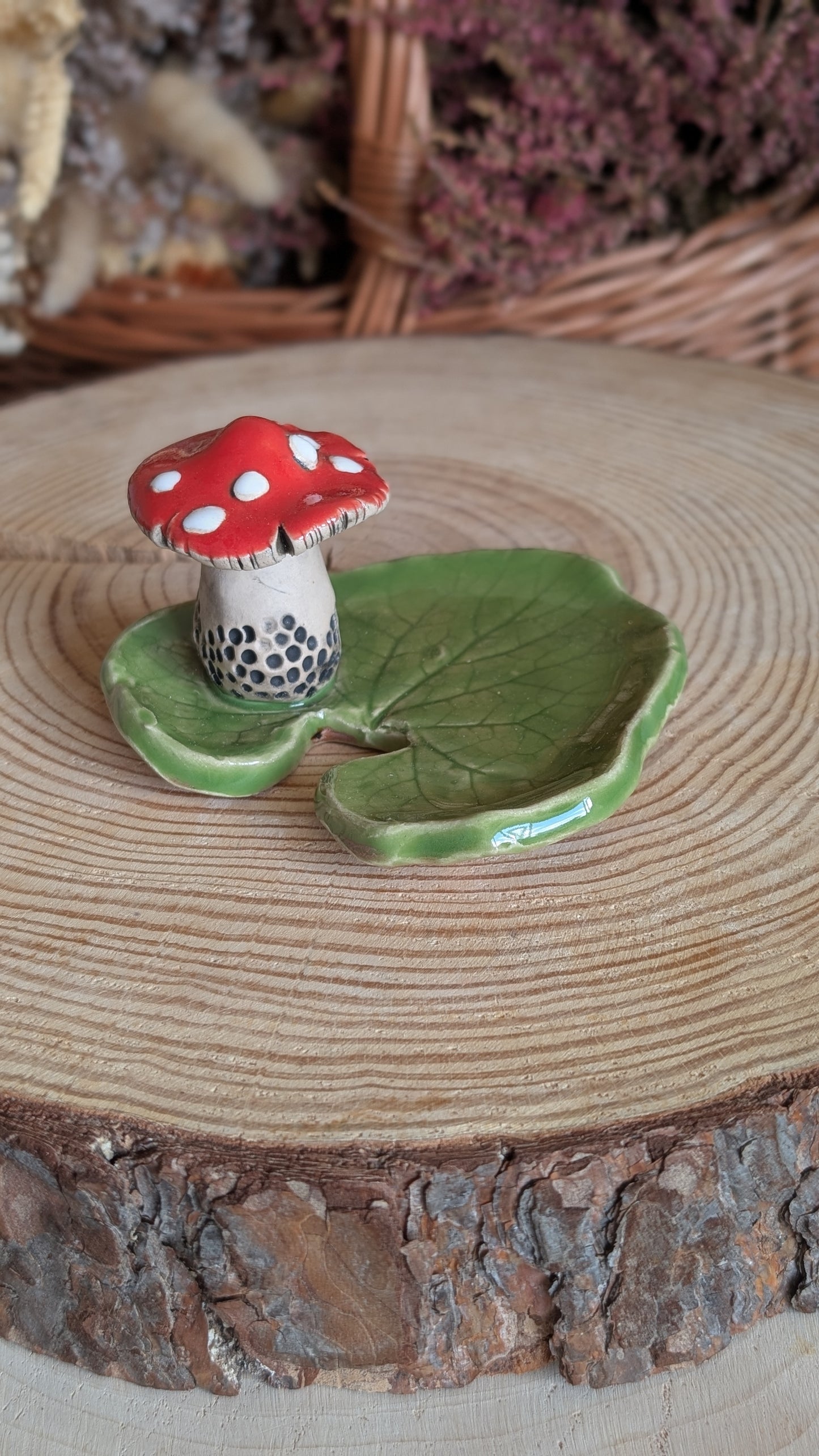 Small Trinket Dish with Mushroom, Jewellery Tray or Tealight Holder 22