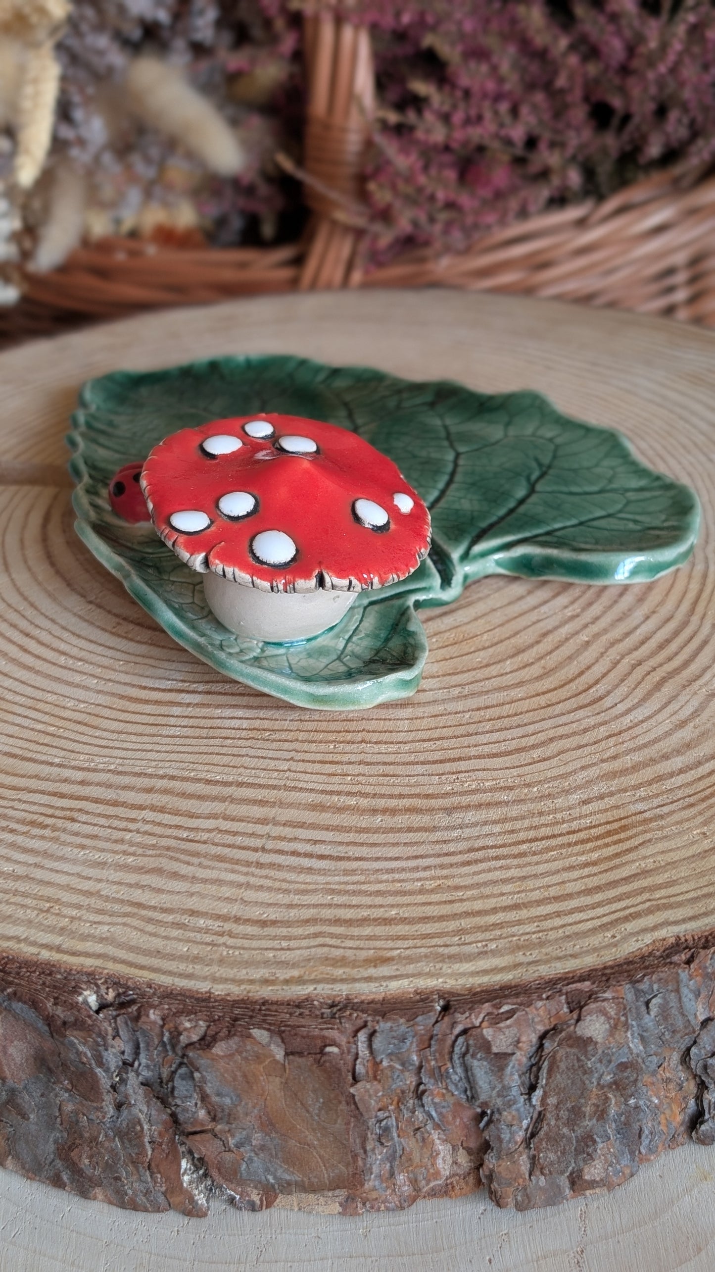 Large Trinket Dish with Mushroom, Jewellery Tray or Tealight Holder 27