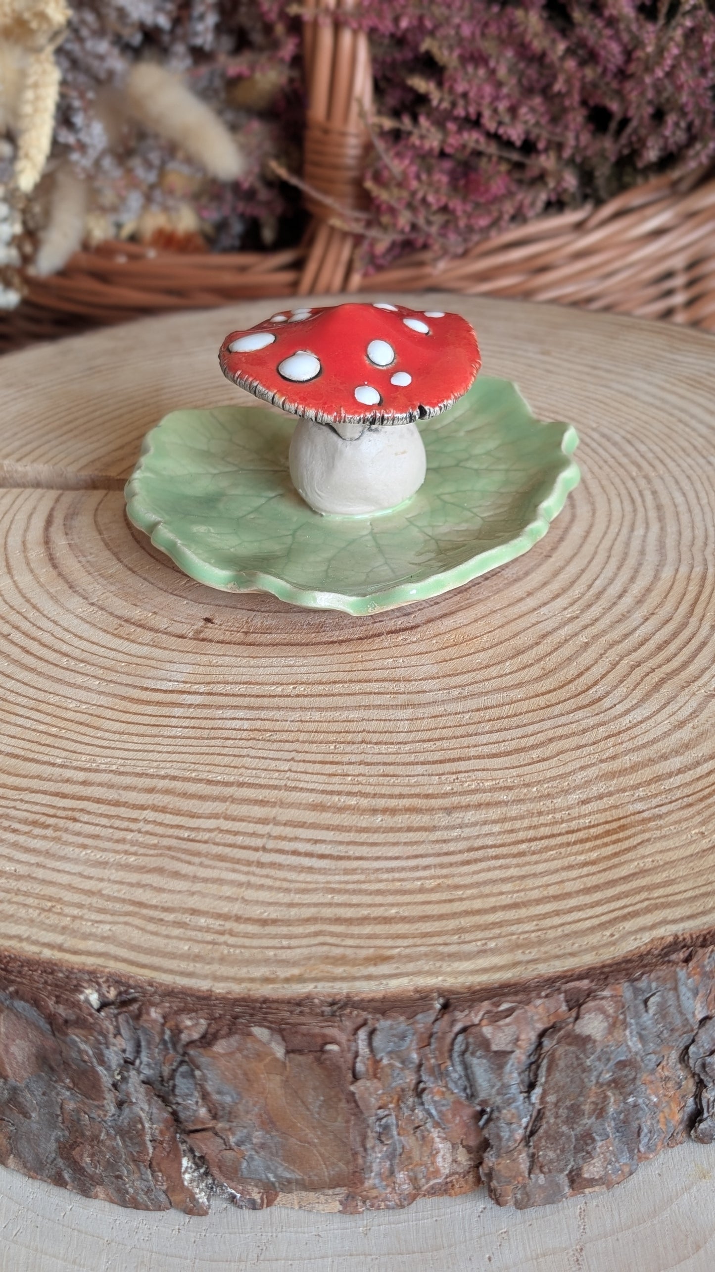 Small Trinket Dish with Mushroom, Jewellery Tray or Tealight Holder 23