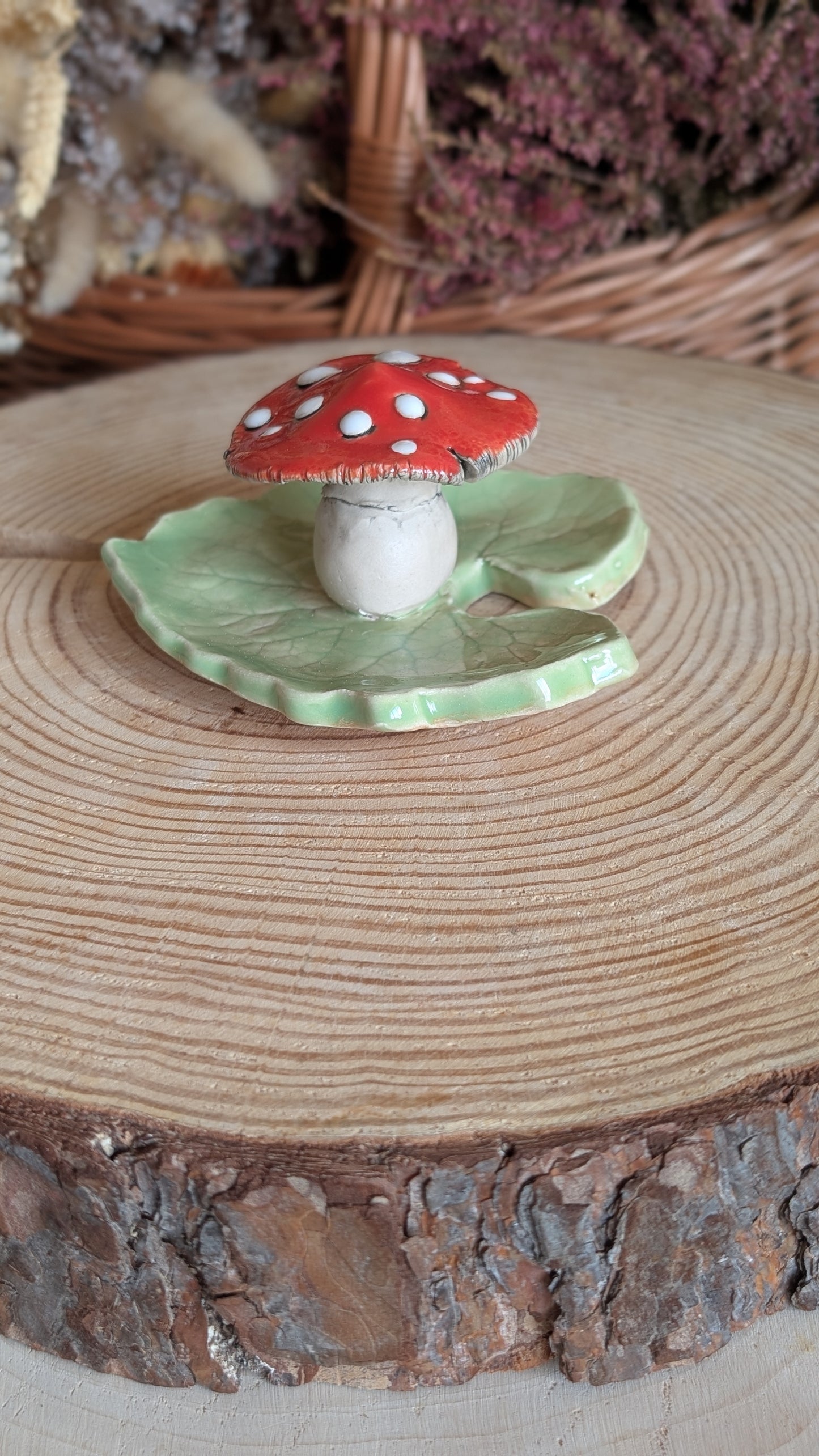 Small Trinket Dish with Mushroom, Jewellery Tray or Tealight Holder 23