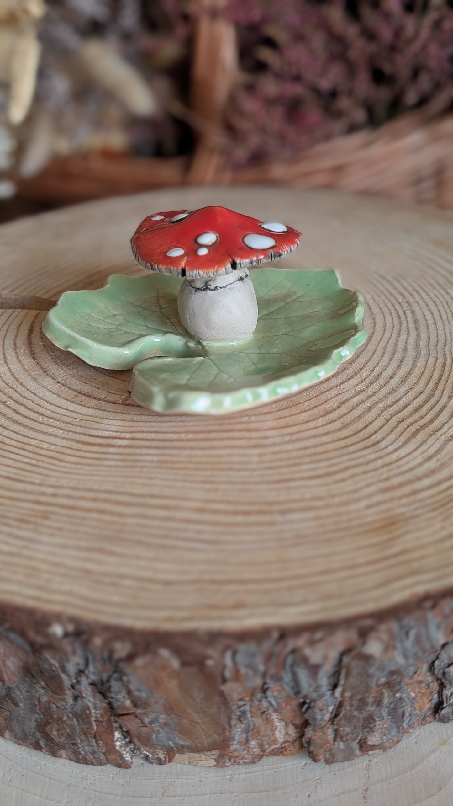 Small Trinket Dish with Mushroom, Jewellery Tray or Tealight Holder 23