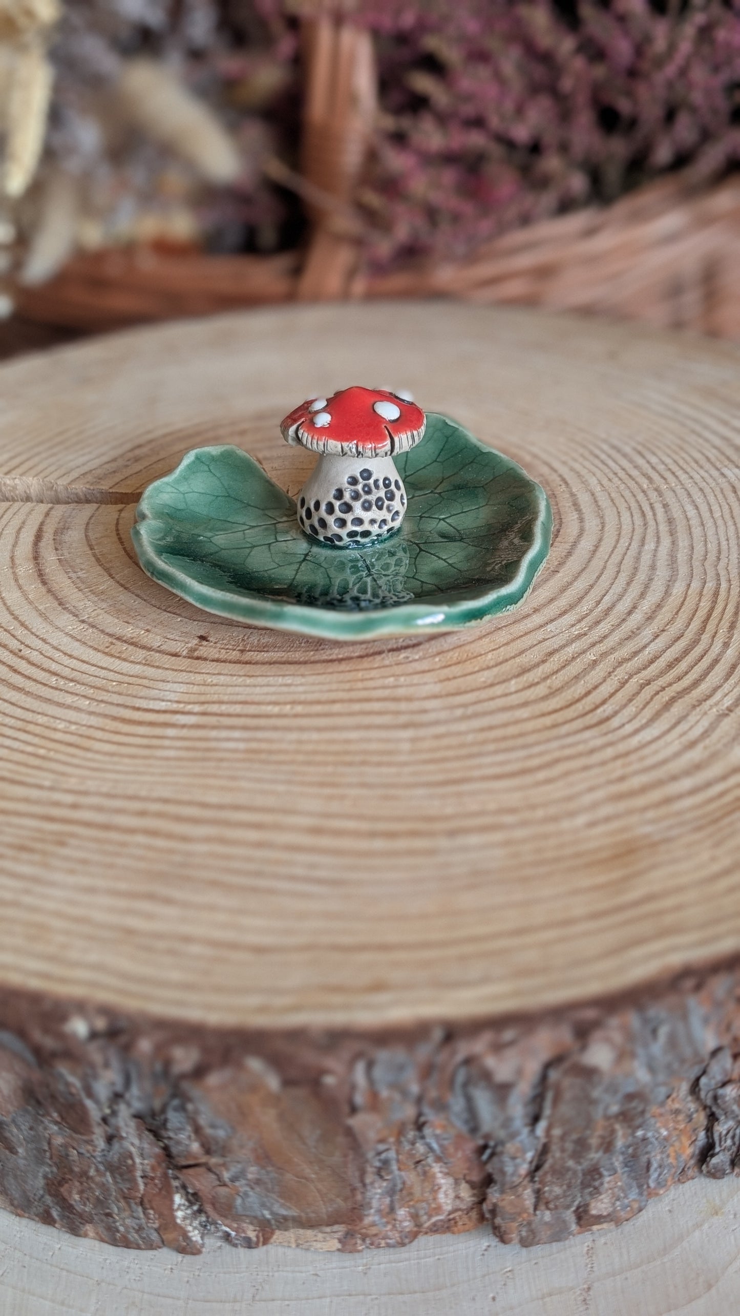 Small Trinket Dish with Mushroom, Jewellery Tray or Tealight Holder 25