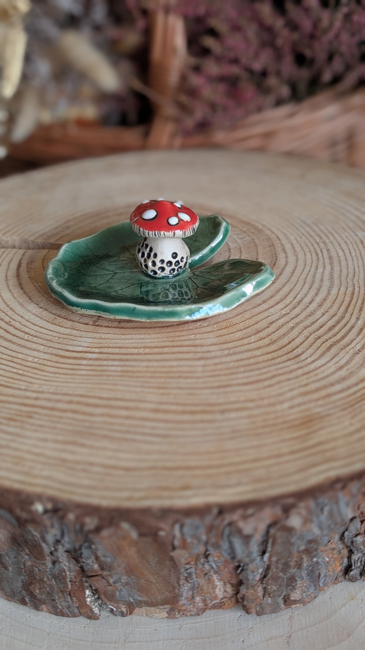 Small Trinket Dish with Mushroom, Jewellery Tray or Tealight Holder 25