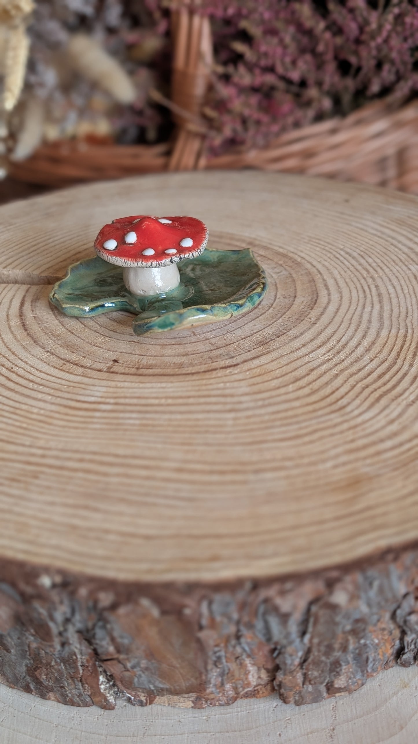 Small Trinket Dish with Mushroom, Jewellery Tray or Tealight Holder 21