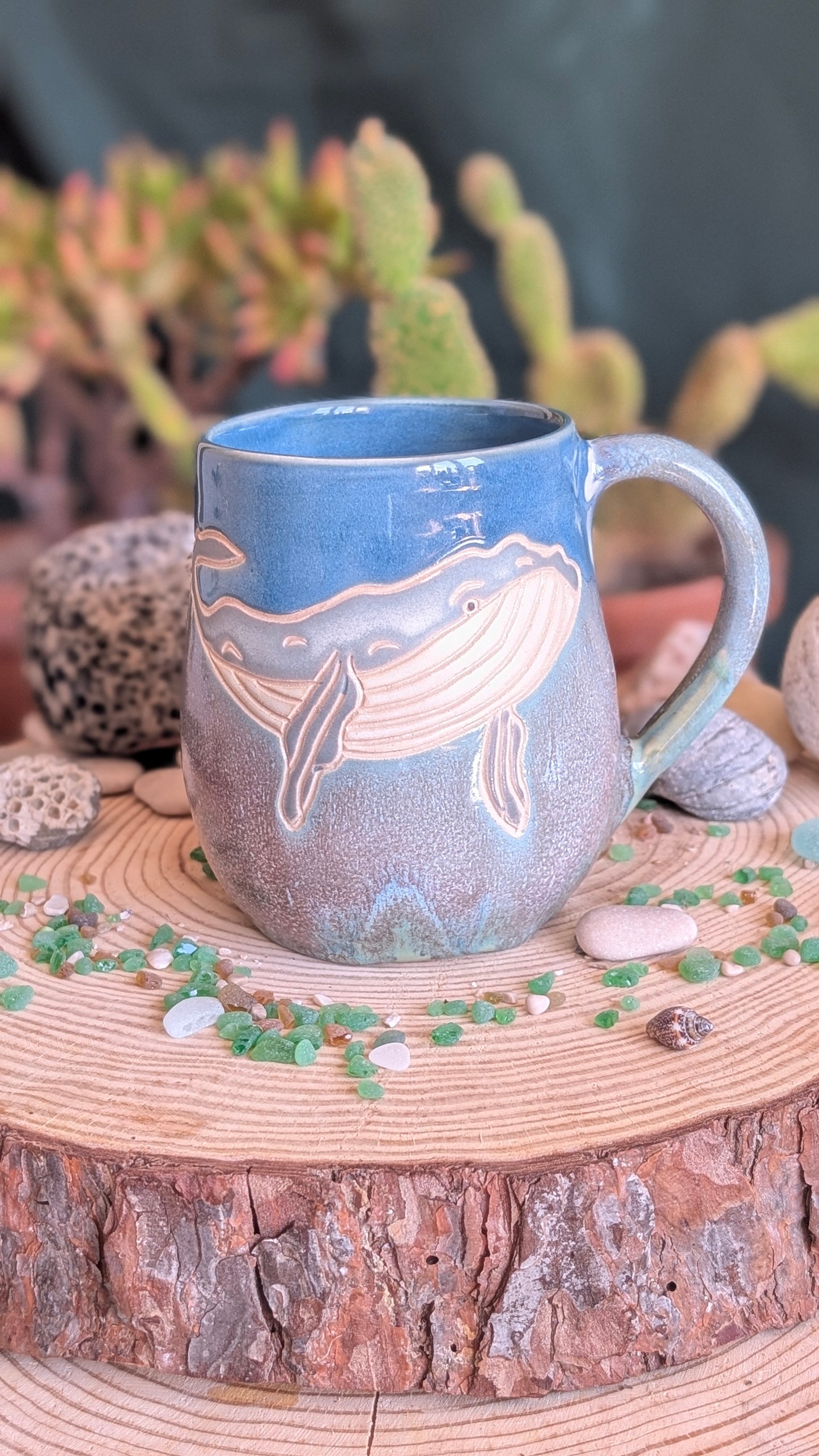 Handmade Whale Mug – Unique Ocean Inspired Hand Carved Ceramic Cup (500ml) NO1