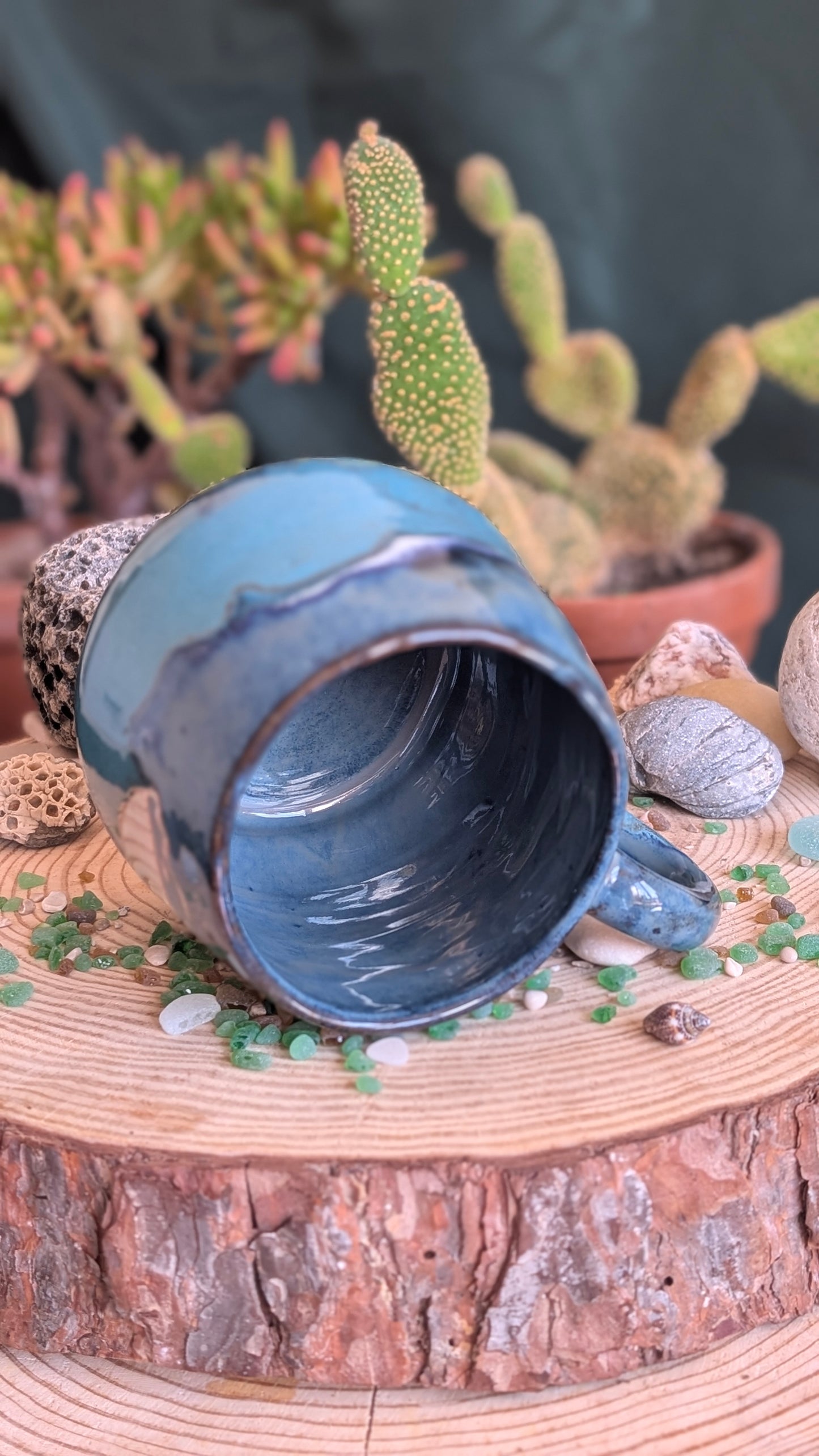 Handmade Pottery Mug – Unique Ocean Inspired Hand Carved Ceramic Cup (500ml) NO2