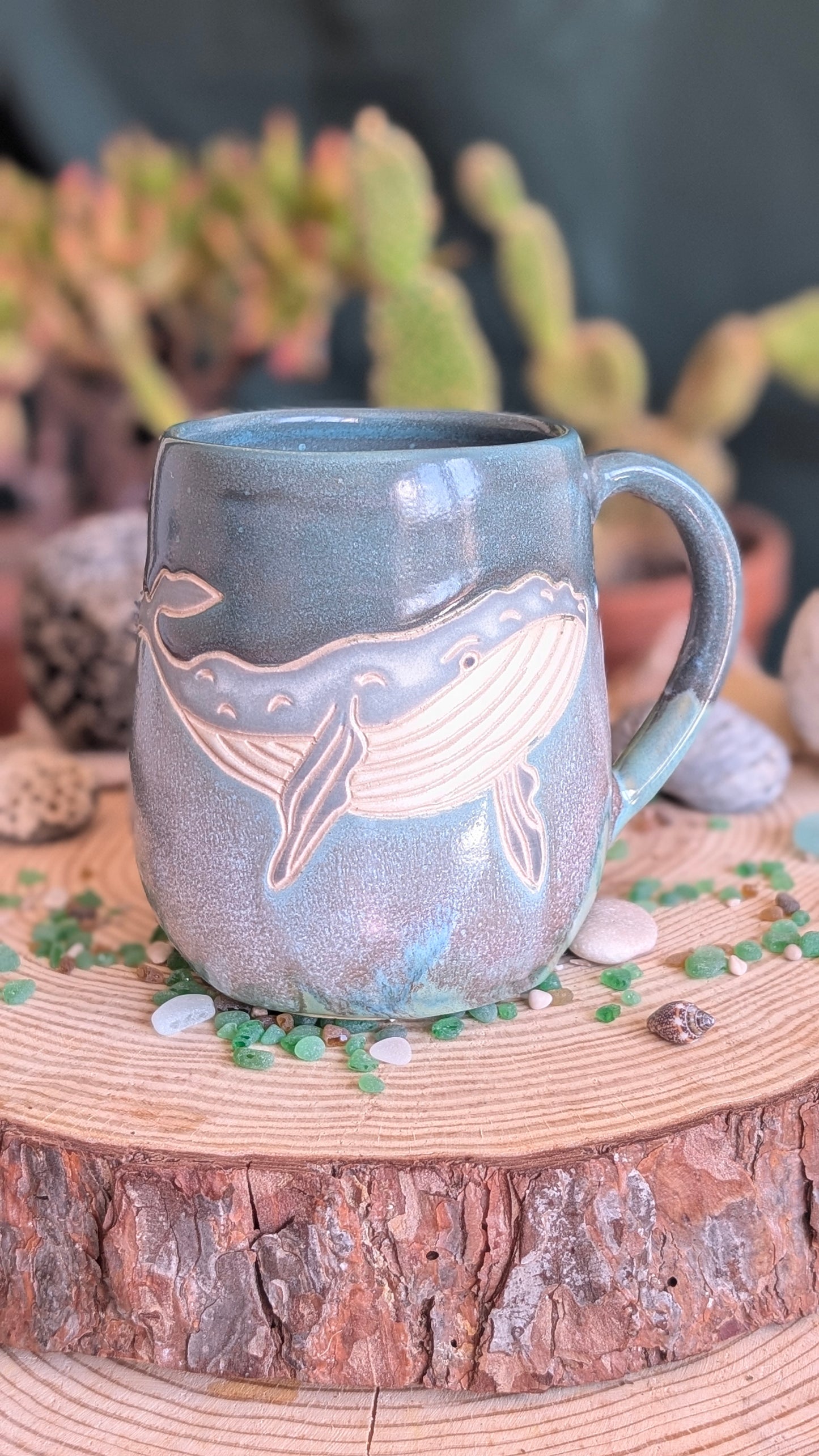 Handmade Whale Mug – Unique Ocean Inspired Hand Carved Ceramic Cup (500ml) NO3
