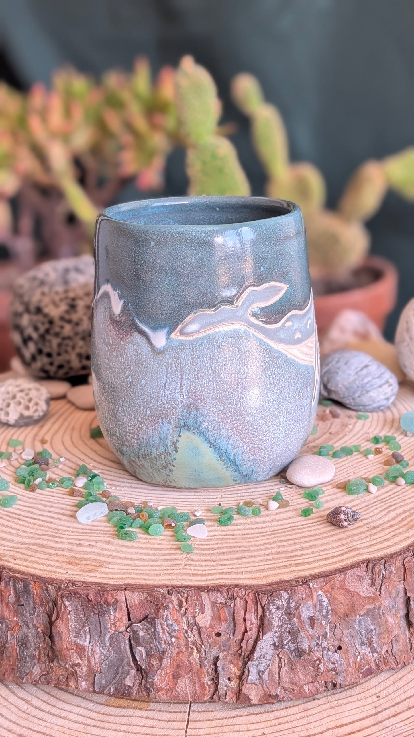 Handmade Whale Mug – Unique Ocean Inspired Hand Carved Ceramic Cup (500ml) NO3
