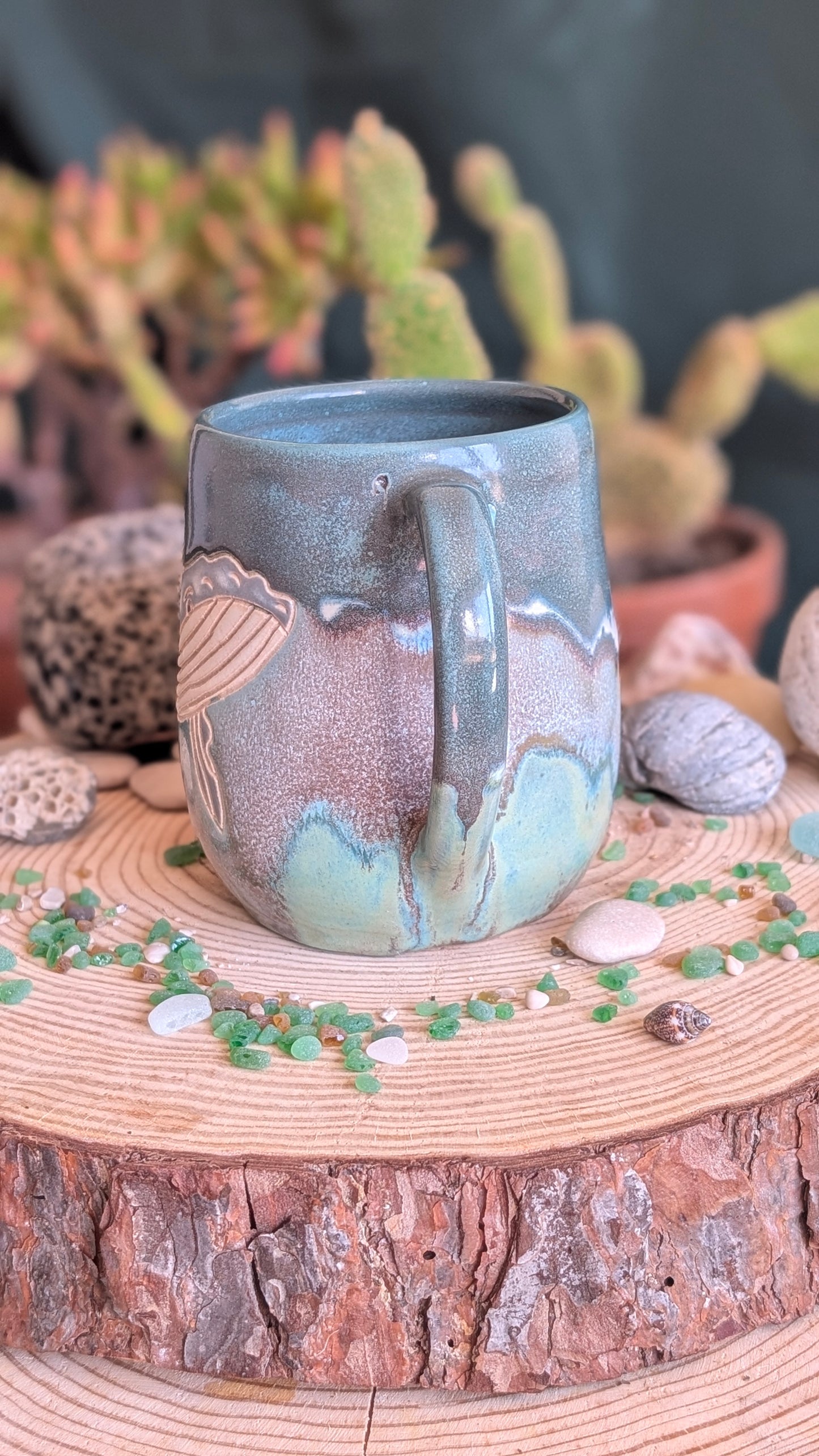 Handmade Whale Mug – Unique Ocean Inspired Hand Carved Ceramic Cup (500ml) NO3