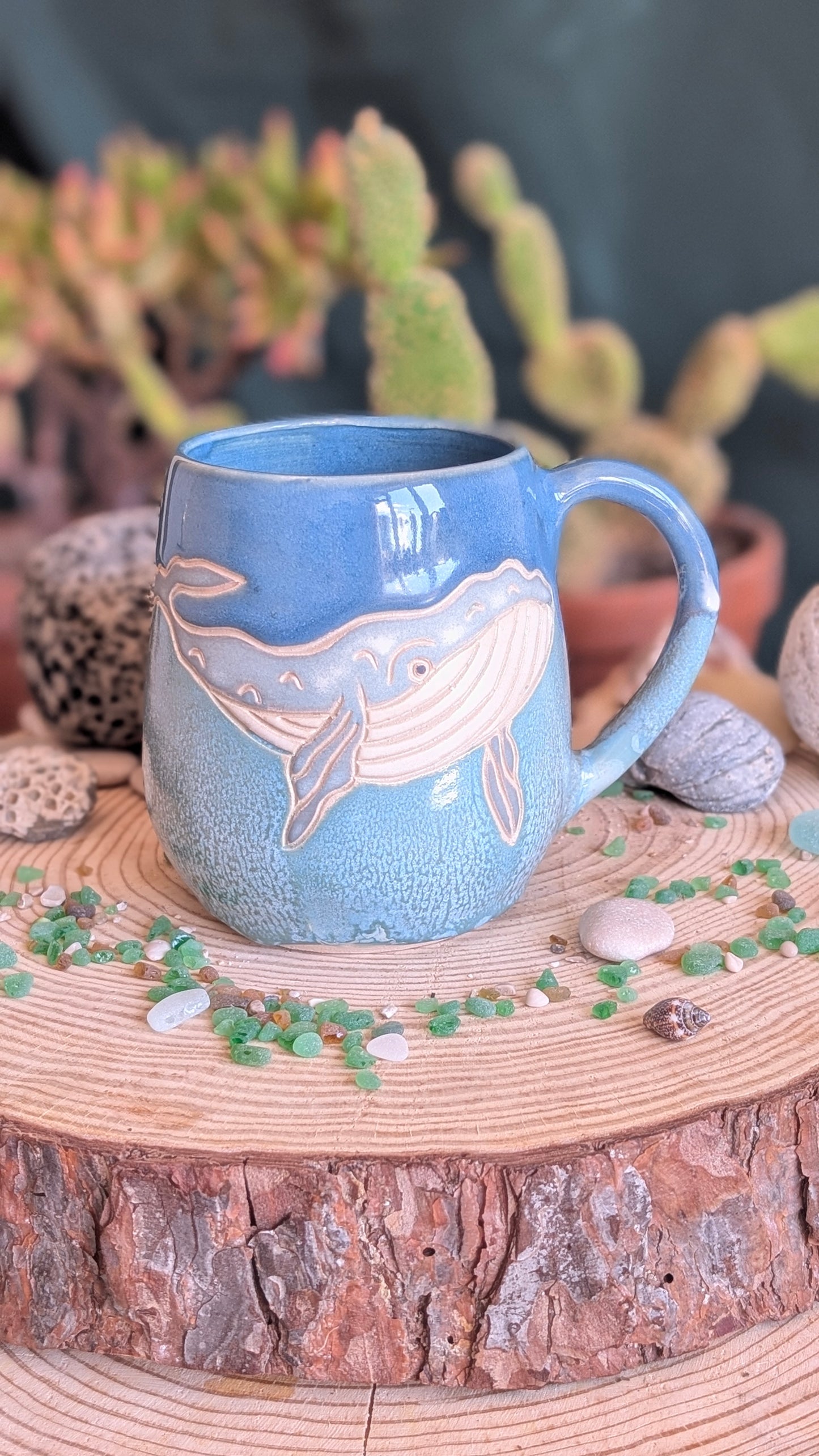 Handmade Whale Mug – Unique Ocean Inspired Hand Carved Ceramic Cup (500ml) NO4