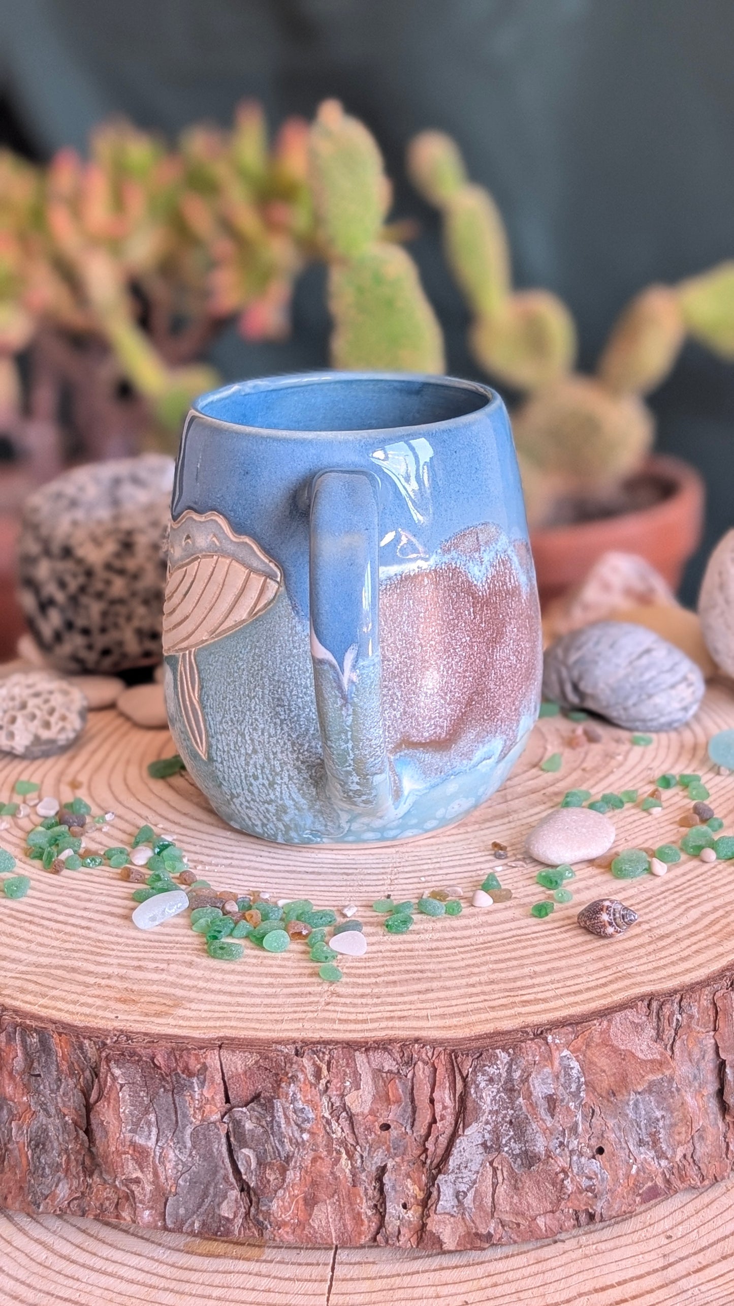 Handmade Whale Mug – Unique Ocean Inspired Hand Carved Ceramic Cup (500ml) NO4