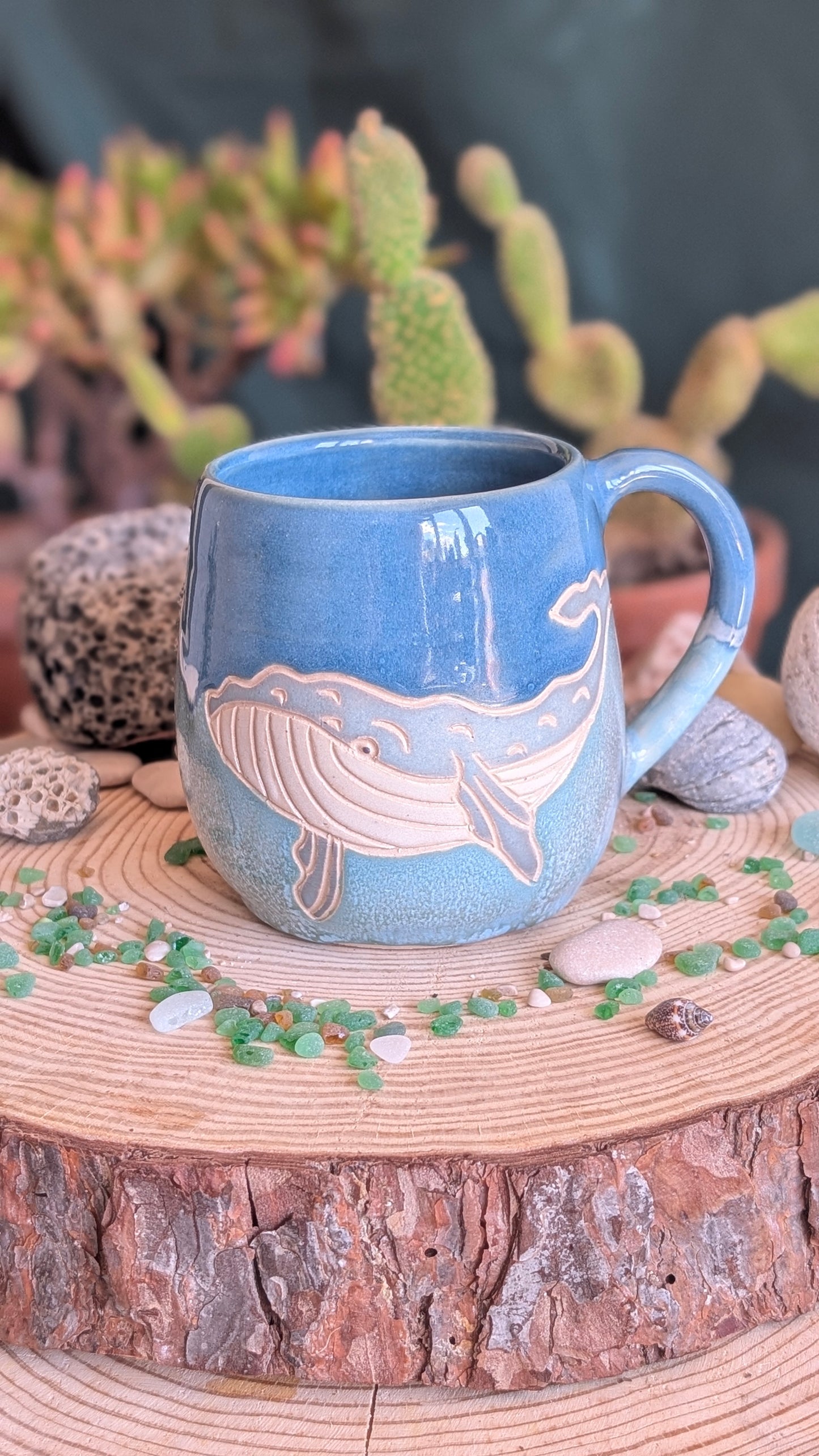 Handmade Whale Mug – Unique Ocean Inspired Hand Carved Ceramic Cup (500ml) NO6