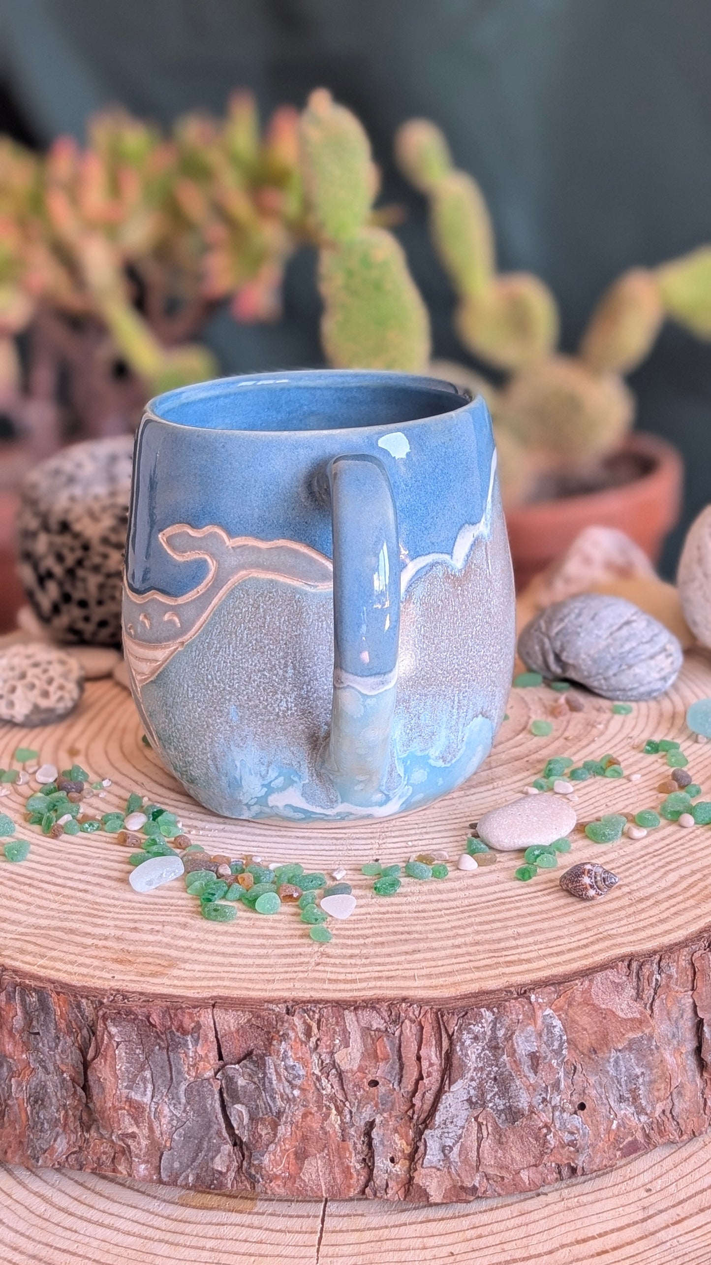 Handmade Whale Mug – Unique Ocean Inspired Hand Carved Ceramic Cup (500ml) NO6