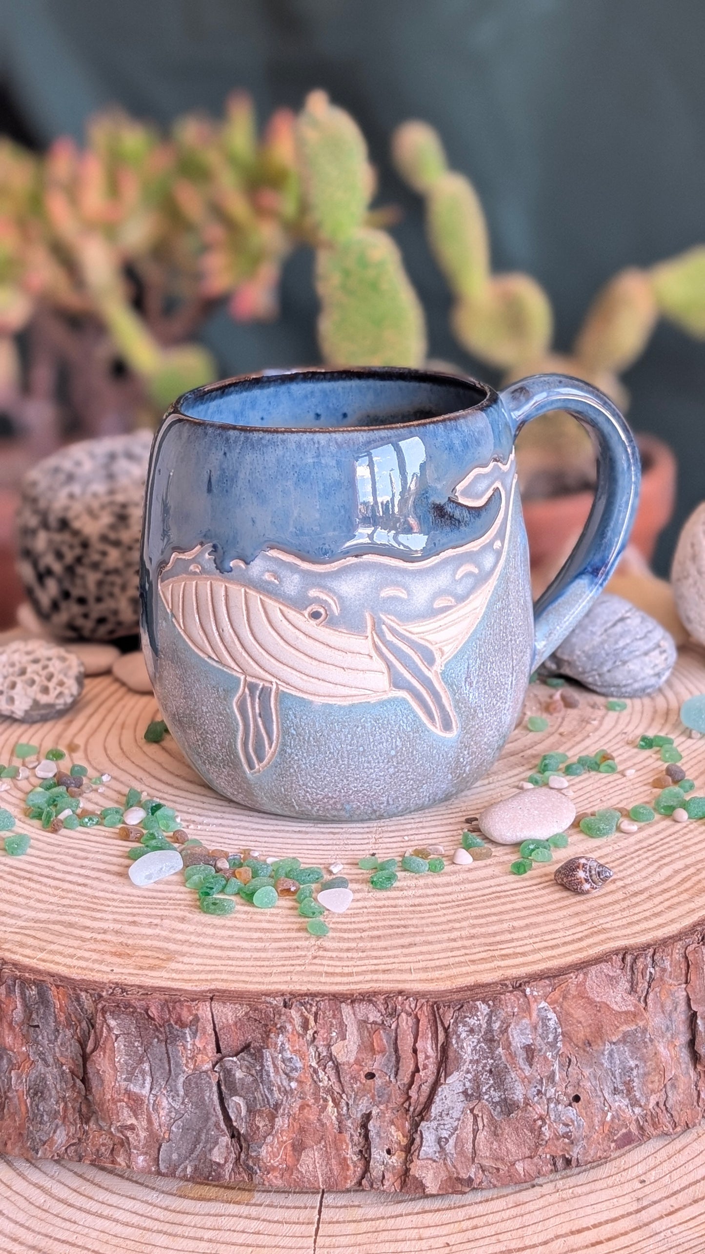 Handmade Whale Mug – Unique Ocean Inspired Hand Carved Ceramic Cup (500ml) NO8