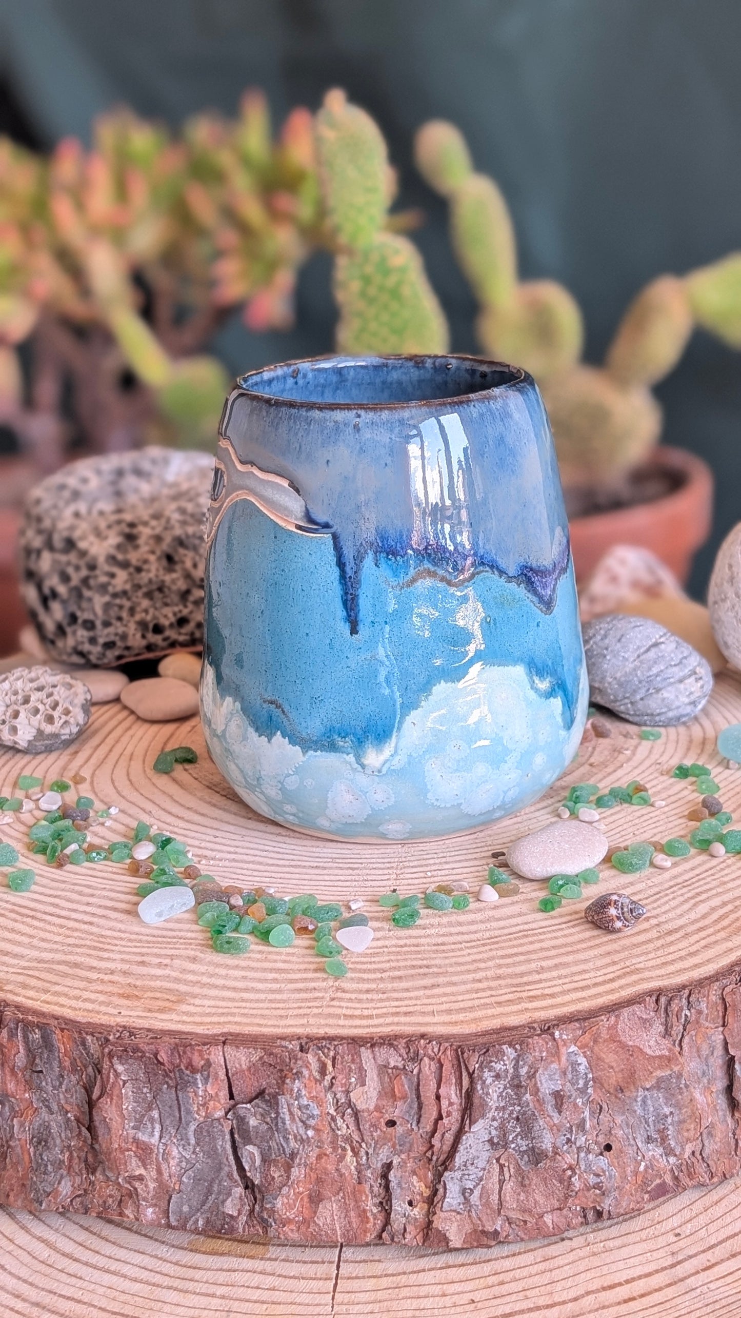 Handmade Whale TUMBLER (No Handle!) – Unique Ocean Inspired Hand Carved Ceramic Piece (500ml) NO10